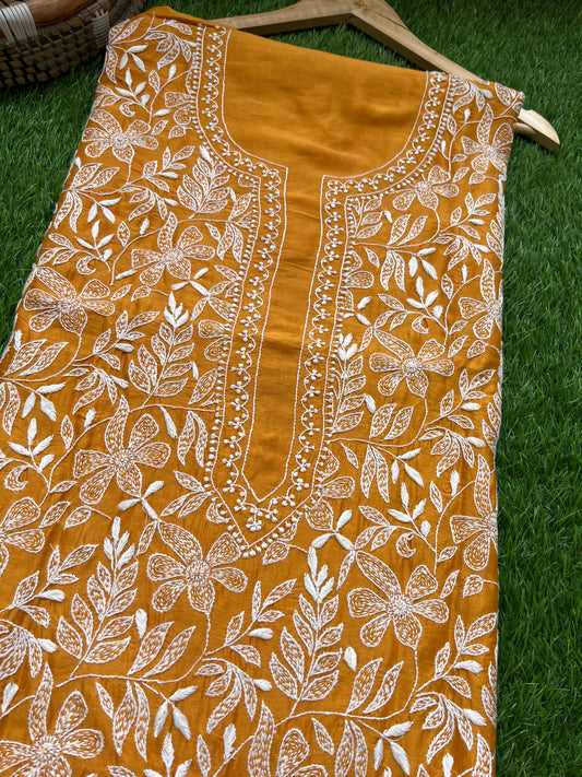 Chanderi chikankari kurta