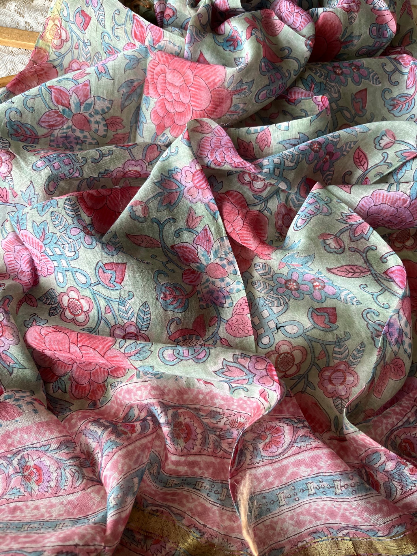 Cotton kurta bottom chanderi dupatta