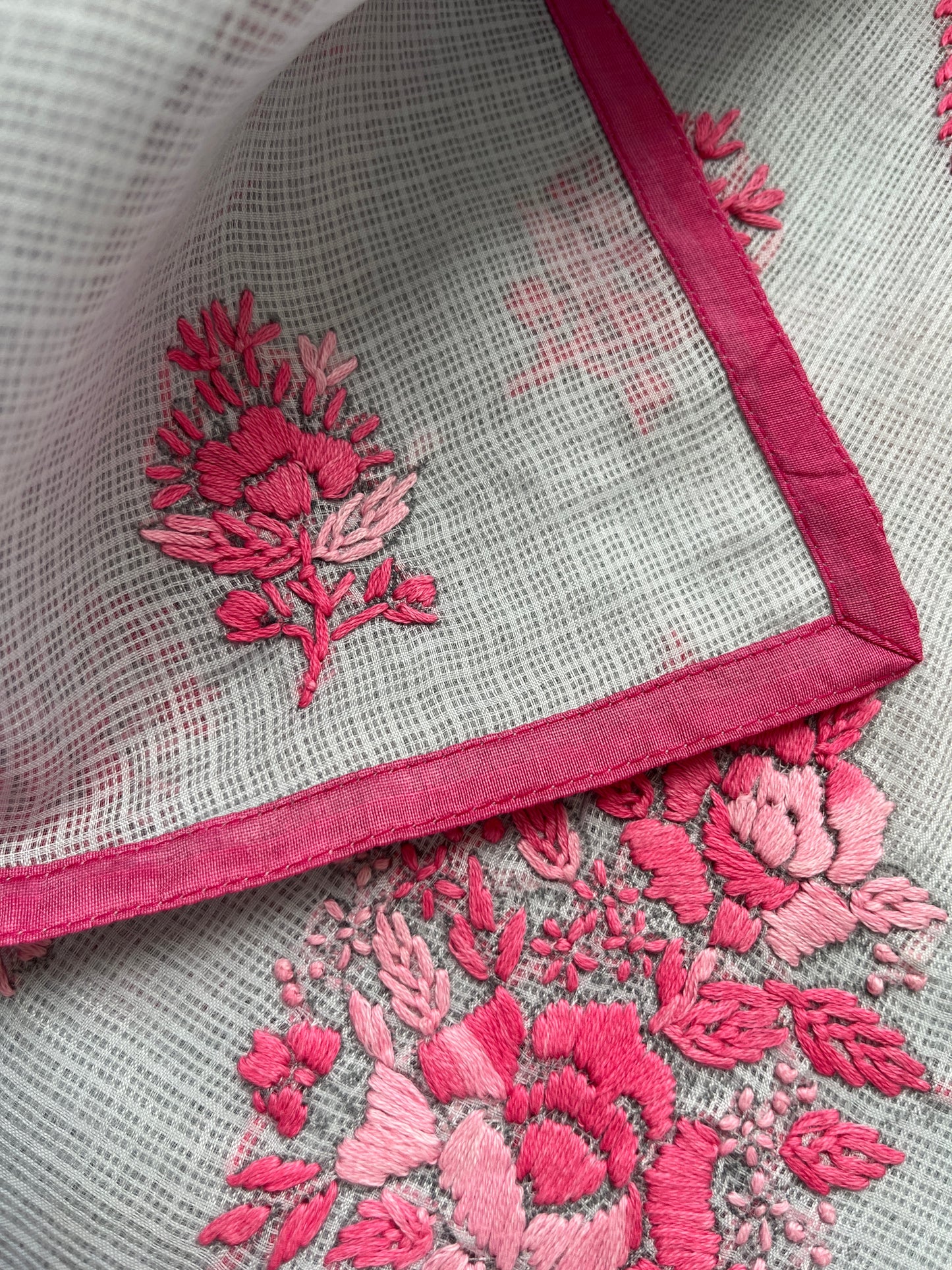 Kota hand embroidered kurta dupatta and plain bottom fabric