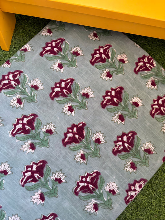 Cotton Slub Sanganeri-Cotton florals
