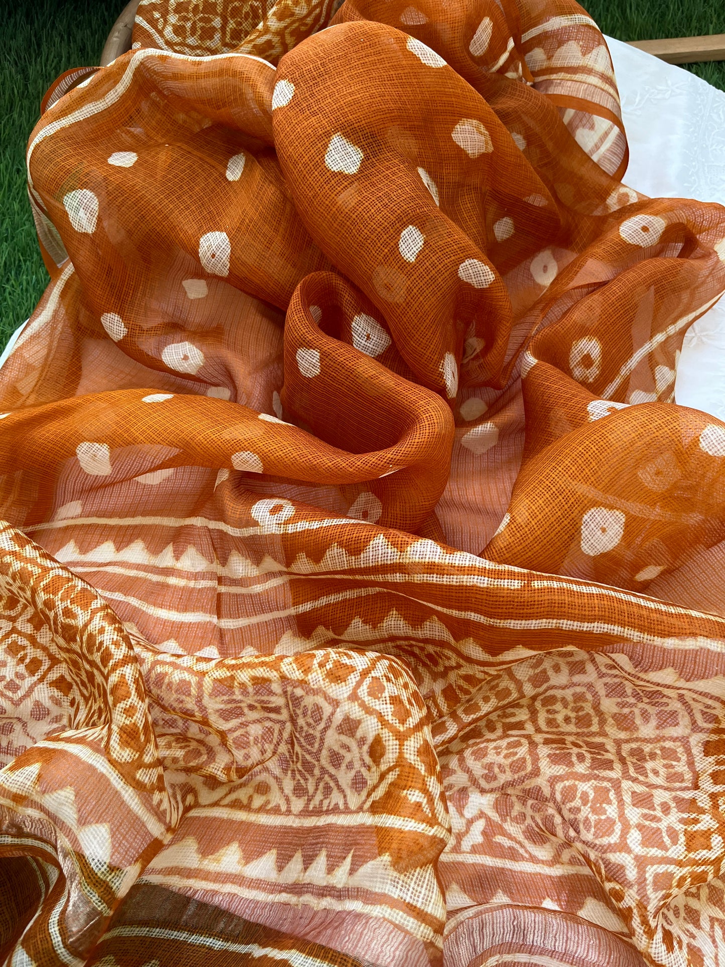 Kota Silk block print dupatta with chanderi Kurta