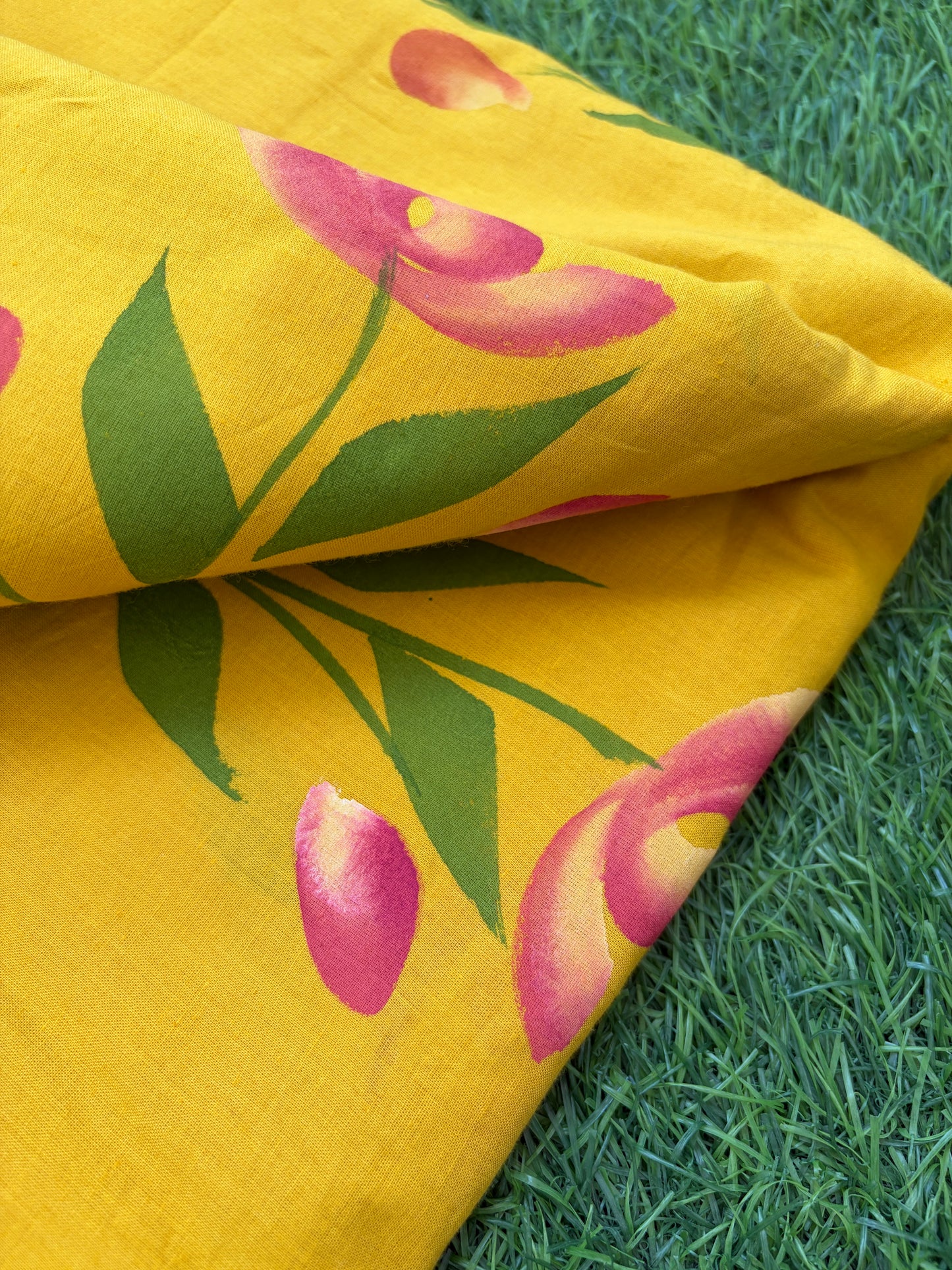 Hand painted fabric- Cotton florals