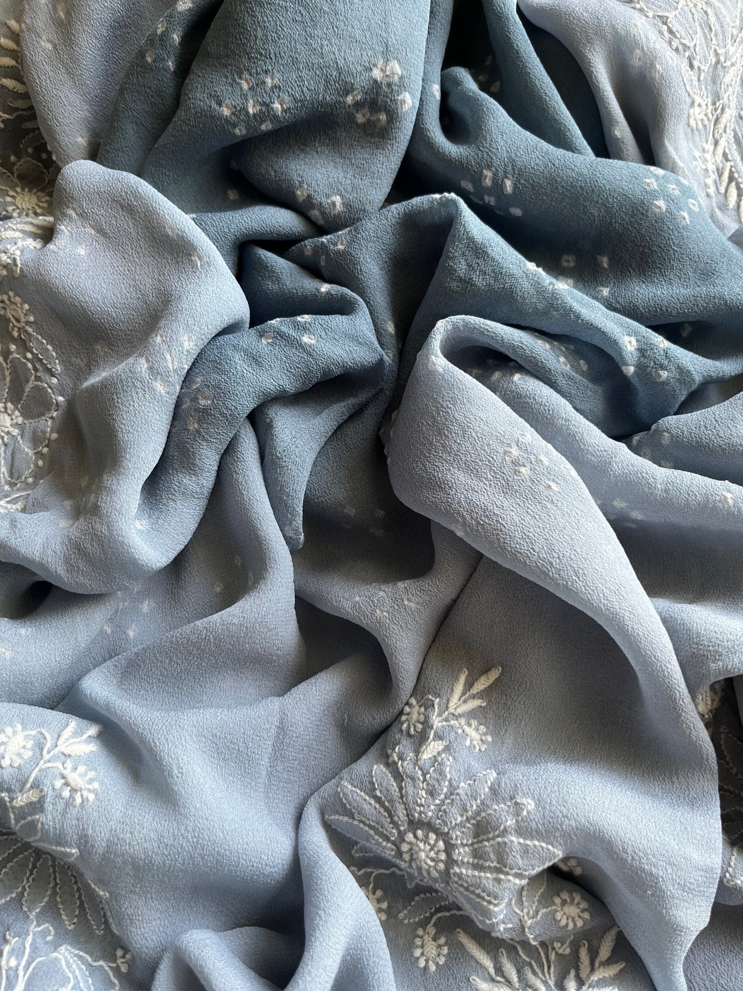 Chanderi Chikankari kurta with tussar dupatta