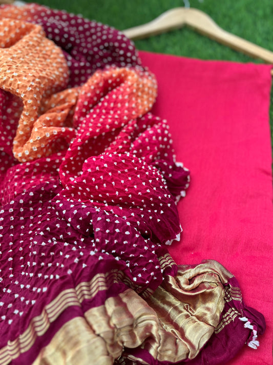 त्योहार् -Gajji Silk bandhani dupatta chanderi fabric