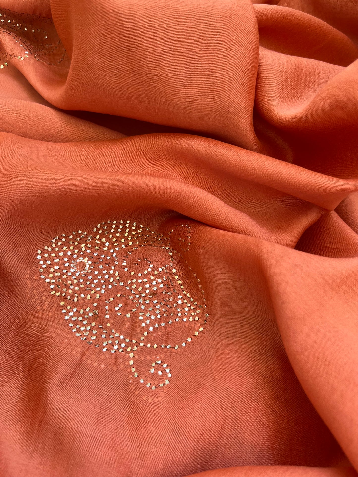 Chanderi Mukaish work Dupatta block print chanderi kurta fabric