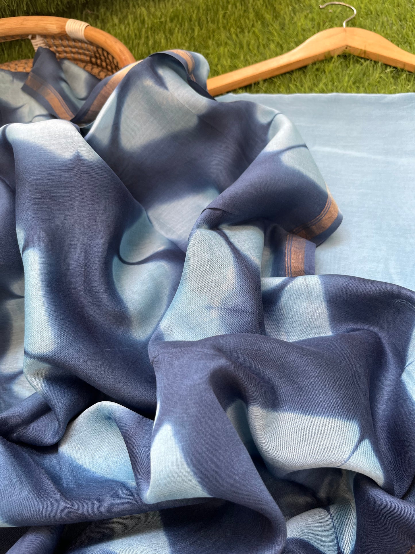 Chanderi Clamp Dye dupatta with plain fabric