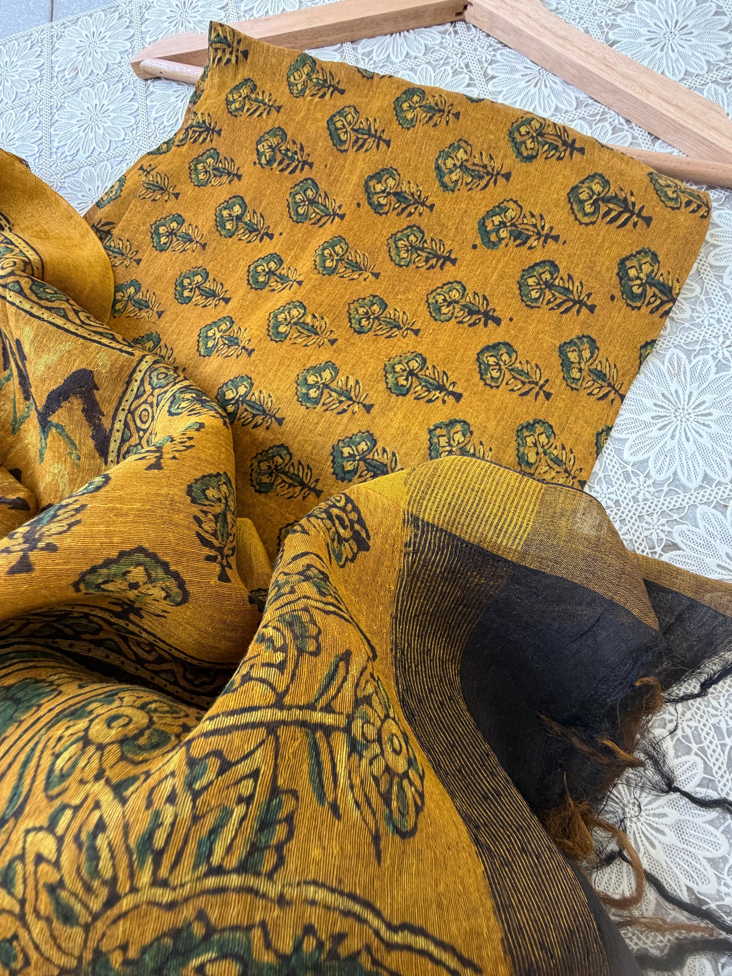 Linen Ajrakh Kurta and dupatta