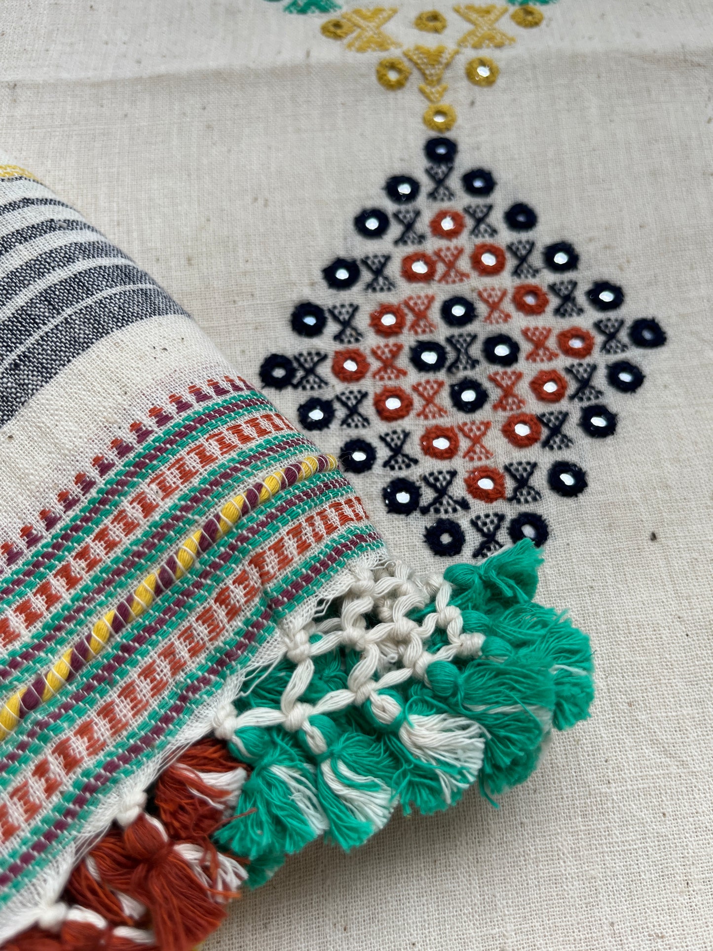 Handwoven organic kala Cotton kurta bottom dupatta