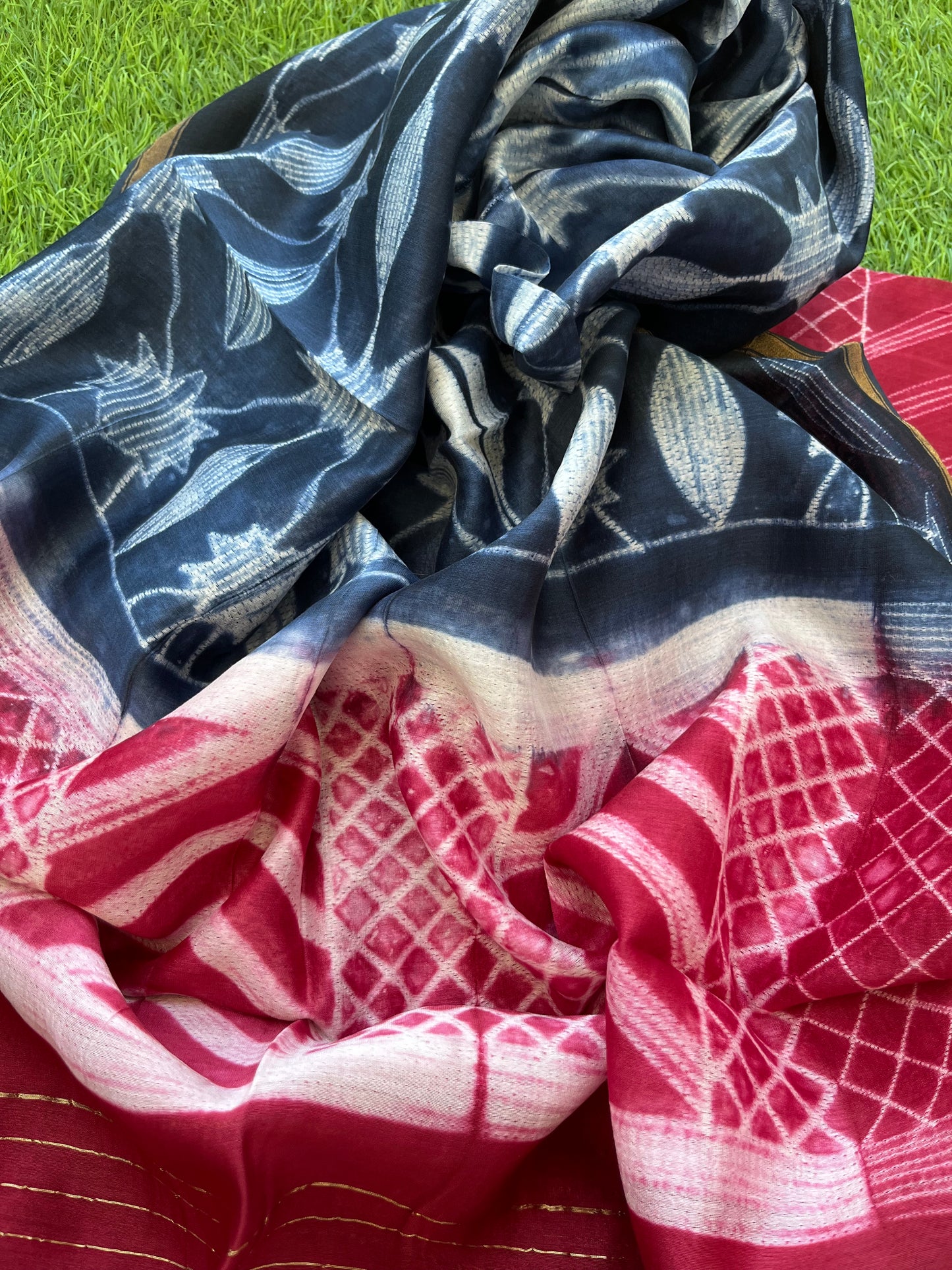 Shibori chanderi kurta dupatta