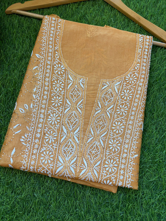 Tussar Silk Chikankari mukaish work Kurta