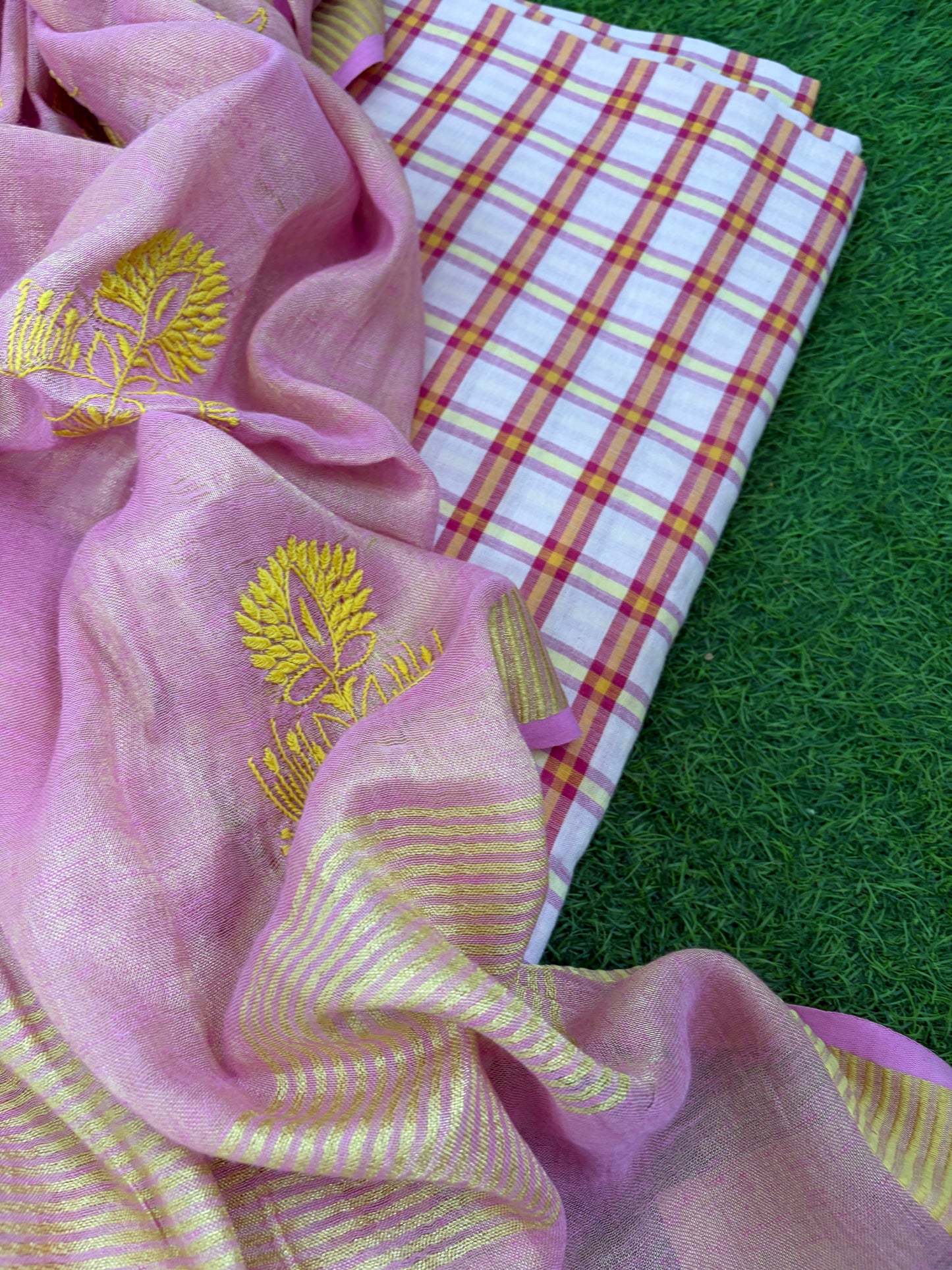 Khadi kurta linen tissue chikankari dupatta