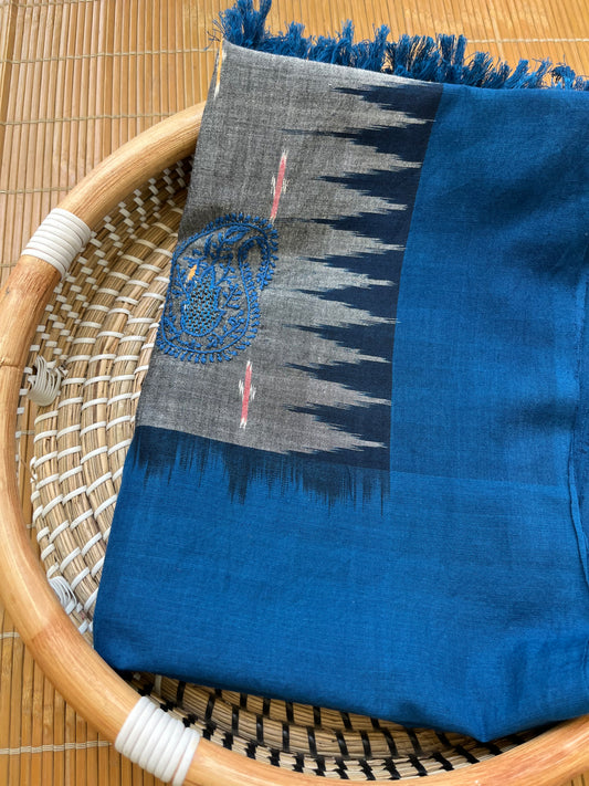 Double ikkat chikankari Dupatta