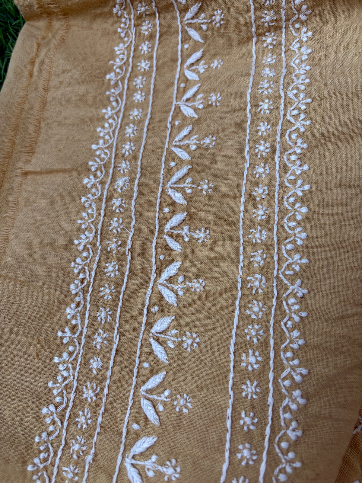Handwoven khadi Cotton kurta mul chikankari dupatta