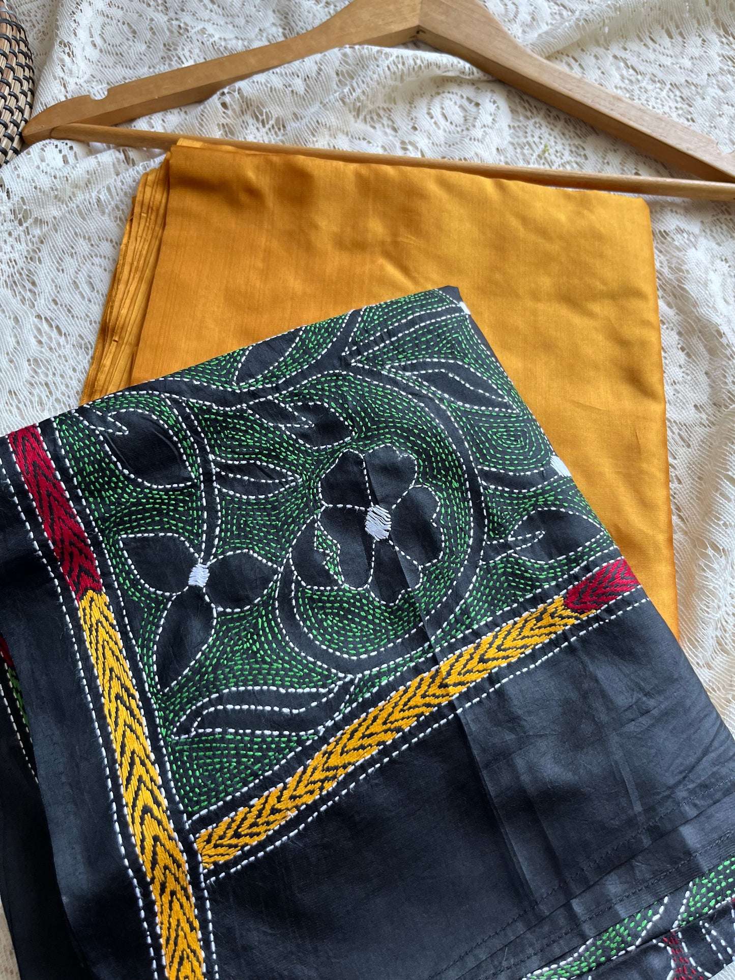 Silk Kantha Dupatta kurta bottom fabric
