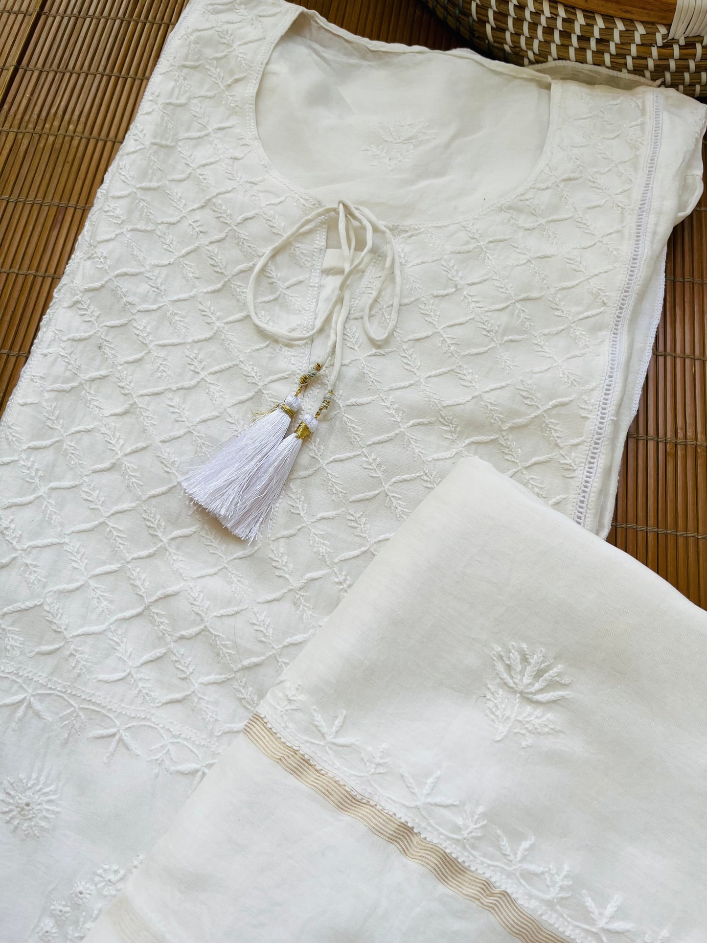 Chanderi Chikankari Kurta Dupatta