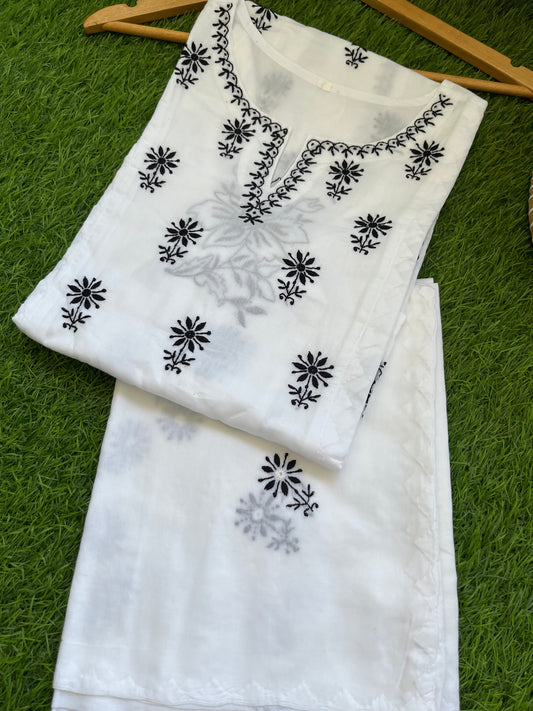 Cotton chikankari kurta dupatta