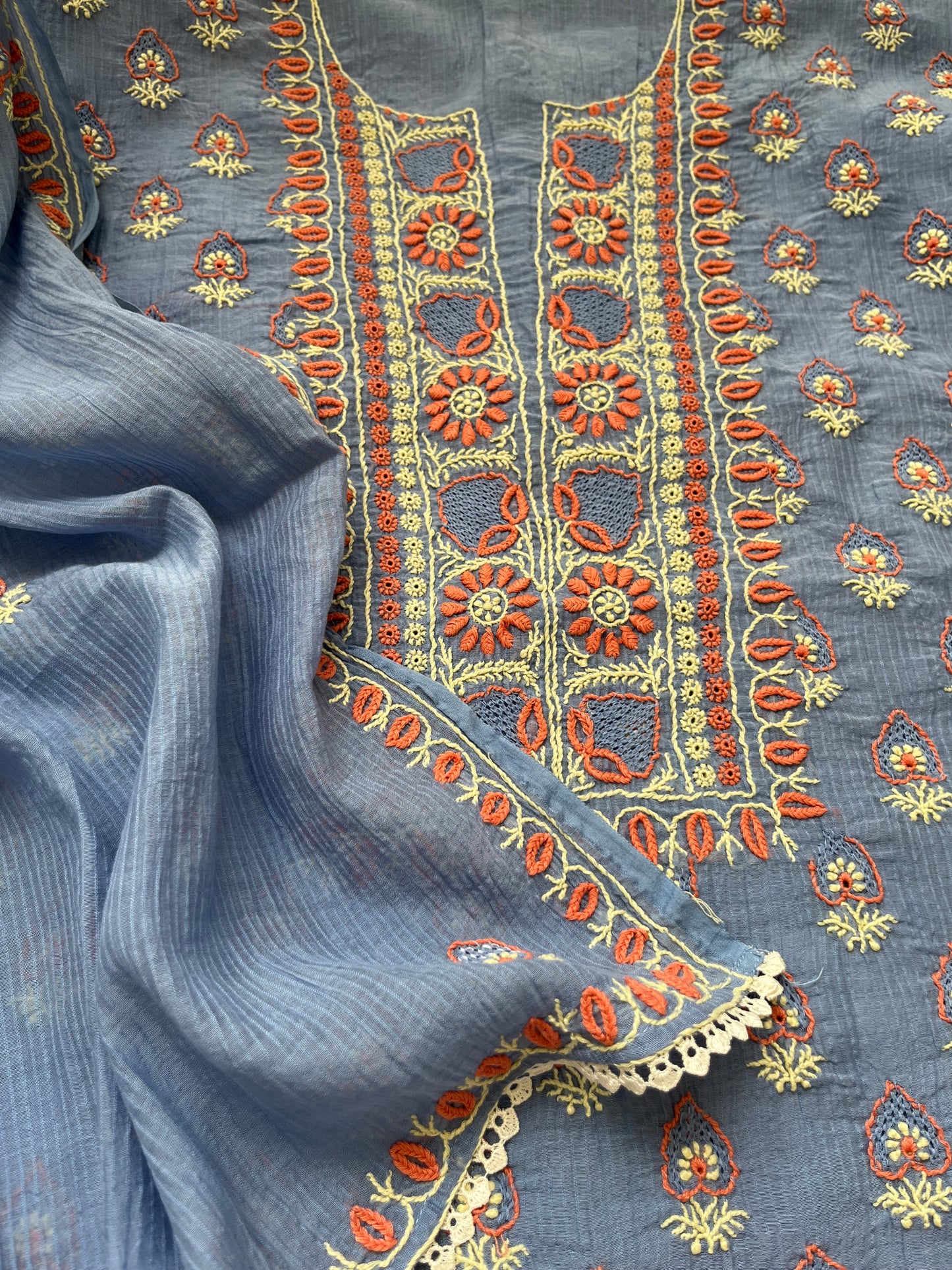 Chanderi Chikankari Kurta Dupatta