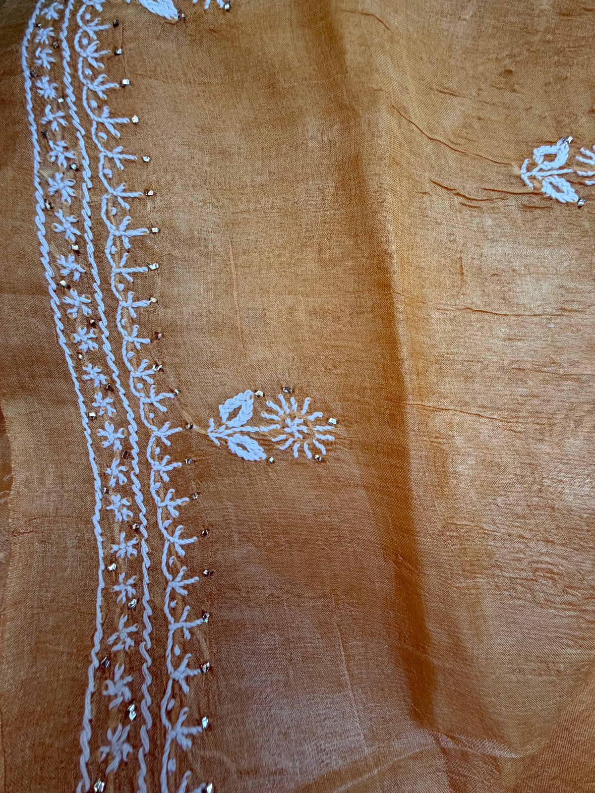 Tussar Silk Chikankari mukaish work Kurta