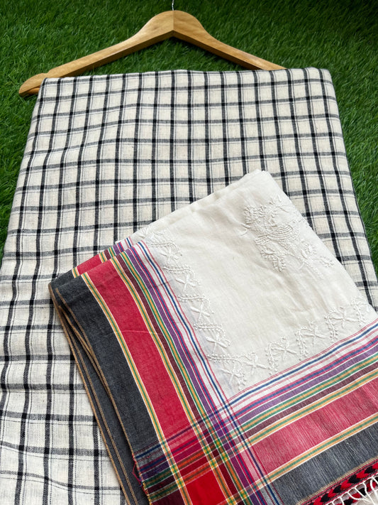Handwoven organic kala Cotton kurta dupatta