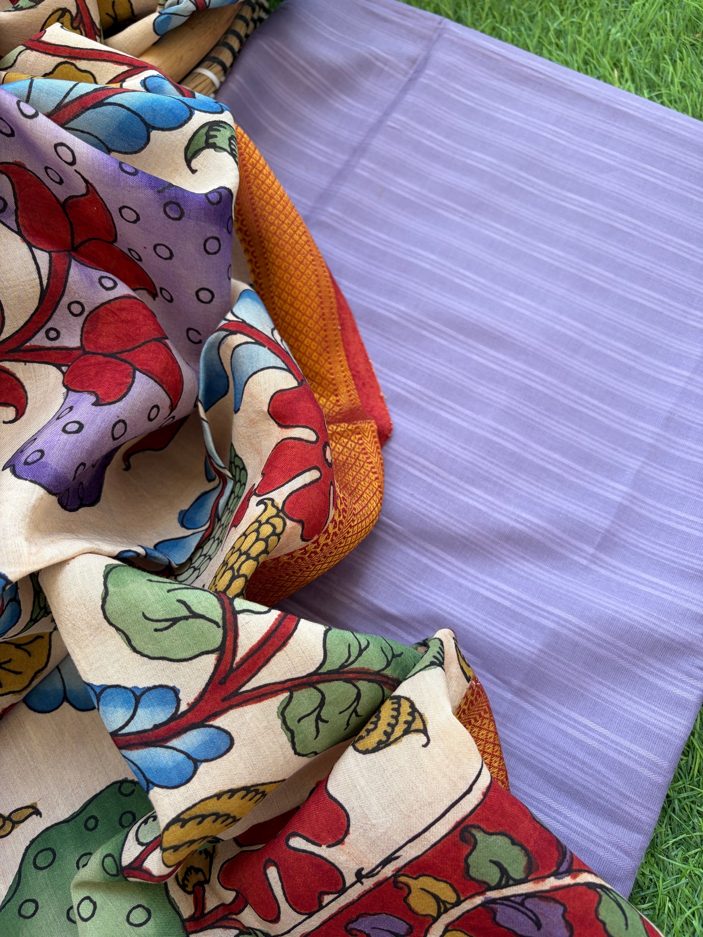 Kalamkari Dupatta with cotton kurta Bottom Fabric