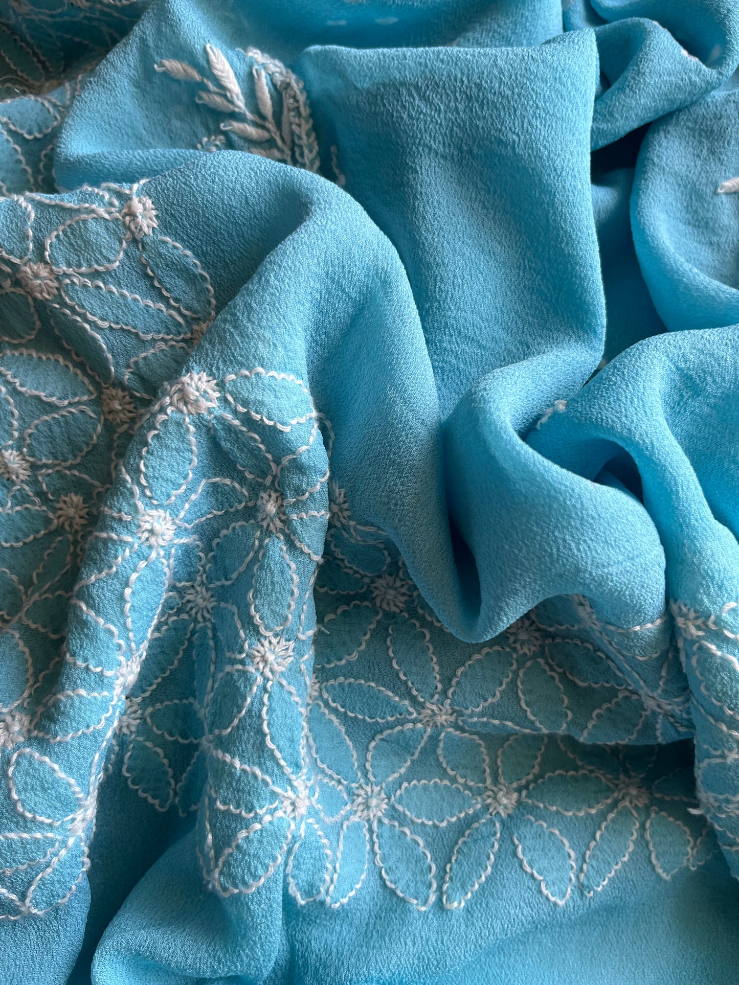 Cotton kurta bottom pure georgette chikankari bandhani dupatta