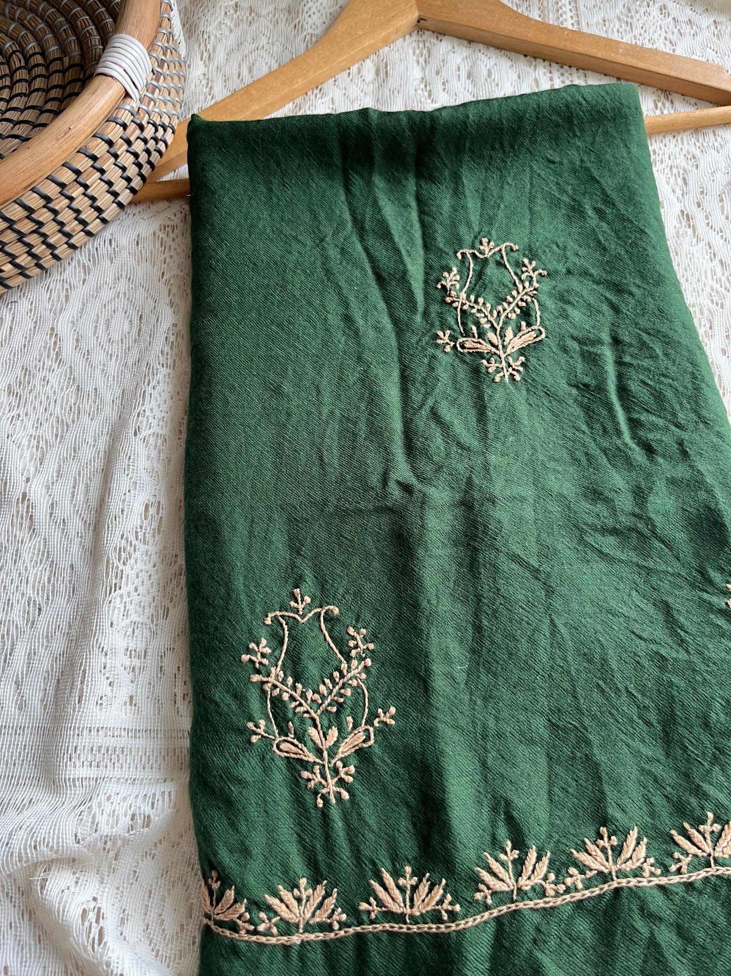 Pure wool chikankari shawl