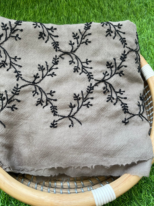 Pure wool chikankari shawl