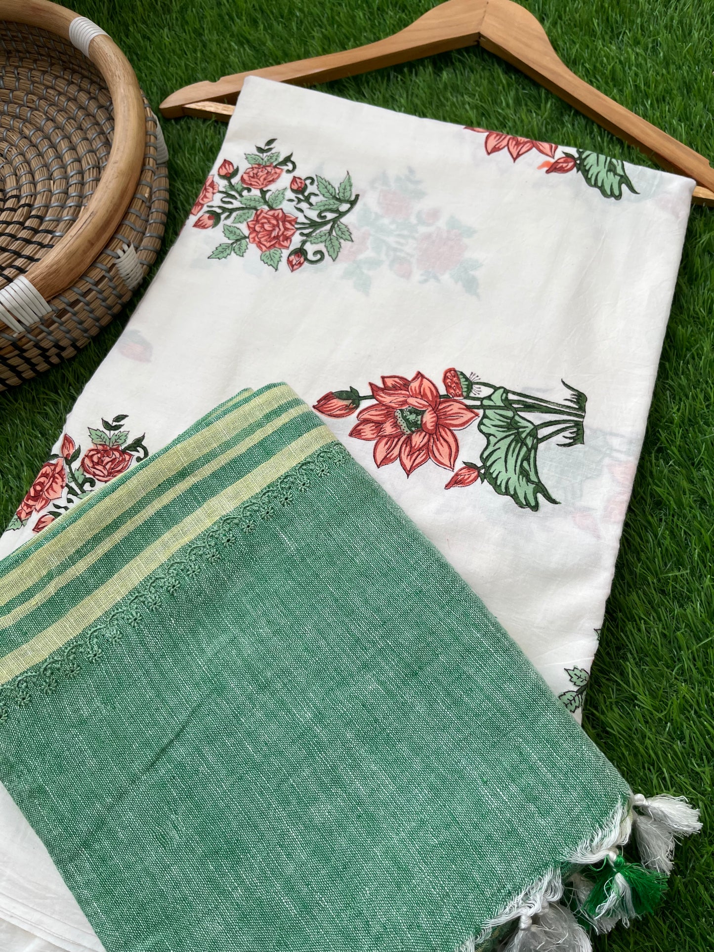 Cotton kurta bottom fabric chikan work dupatta