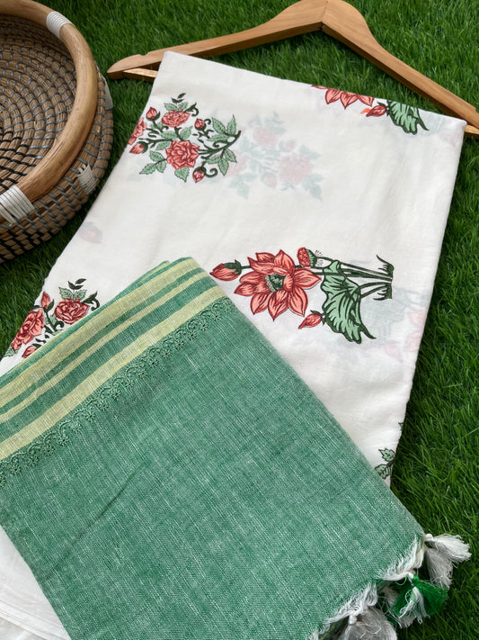 Cotton kurta bottom fabric chikan work dupatta