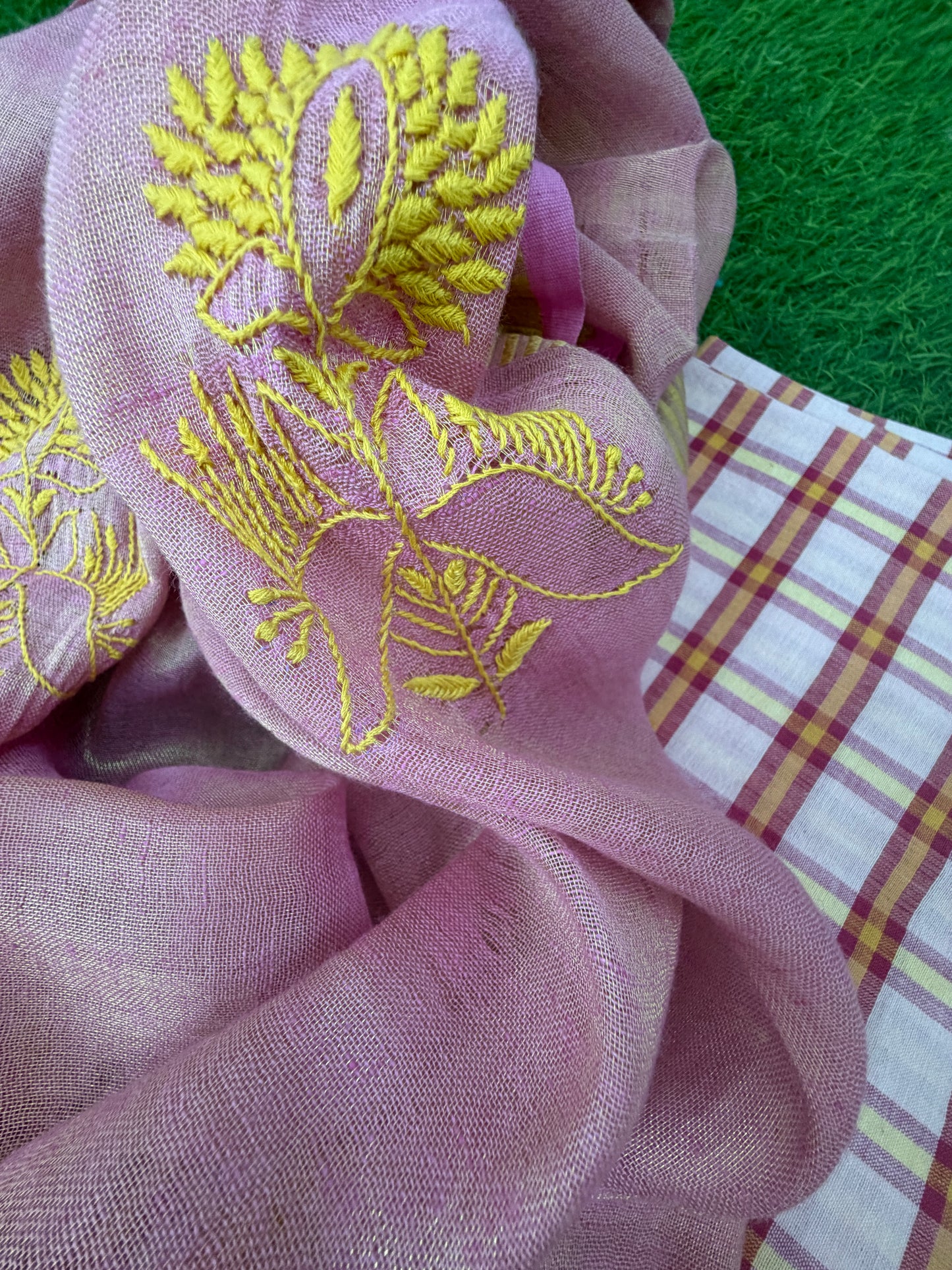 Khadi kurta linen tissue chikankari dupatta