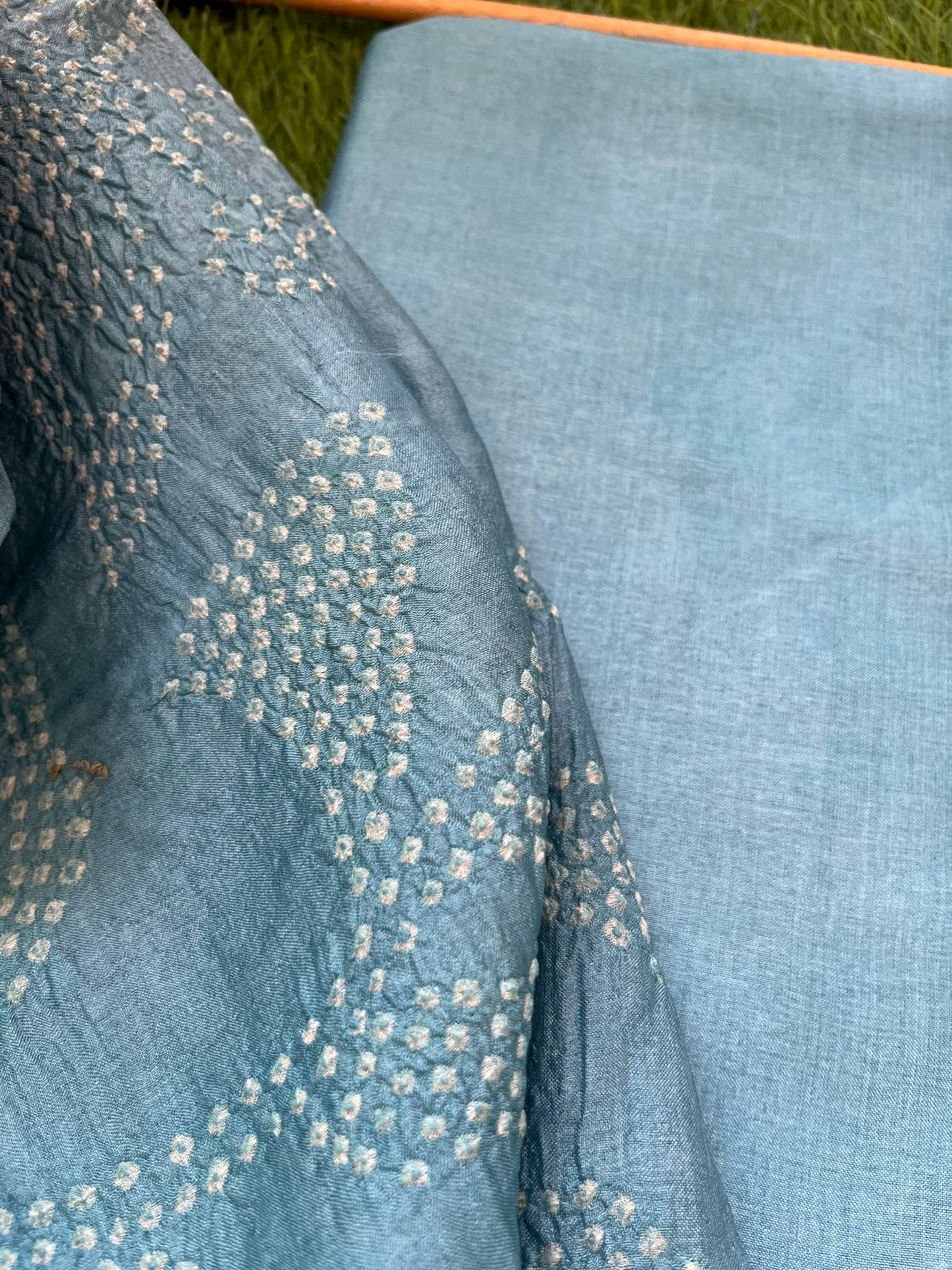 Tussar silk Bandhani dupatta plain kurta