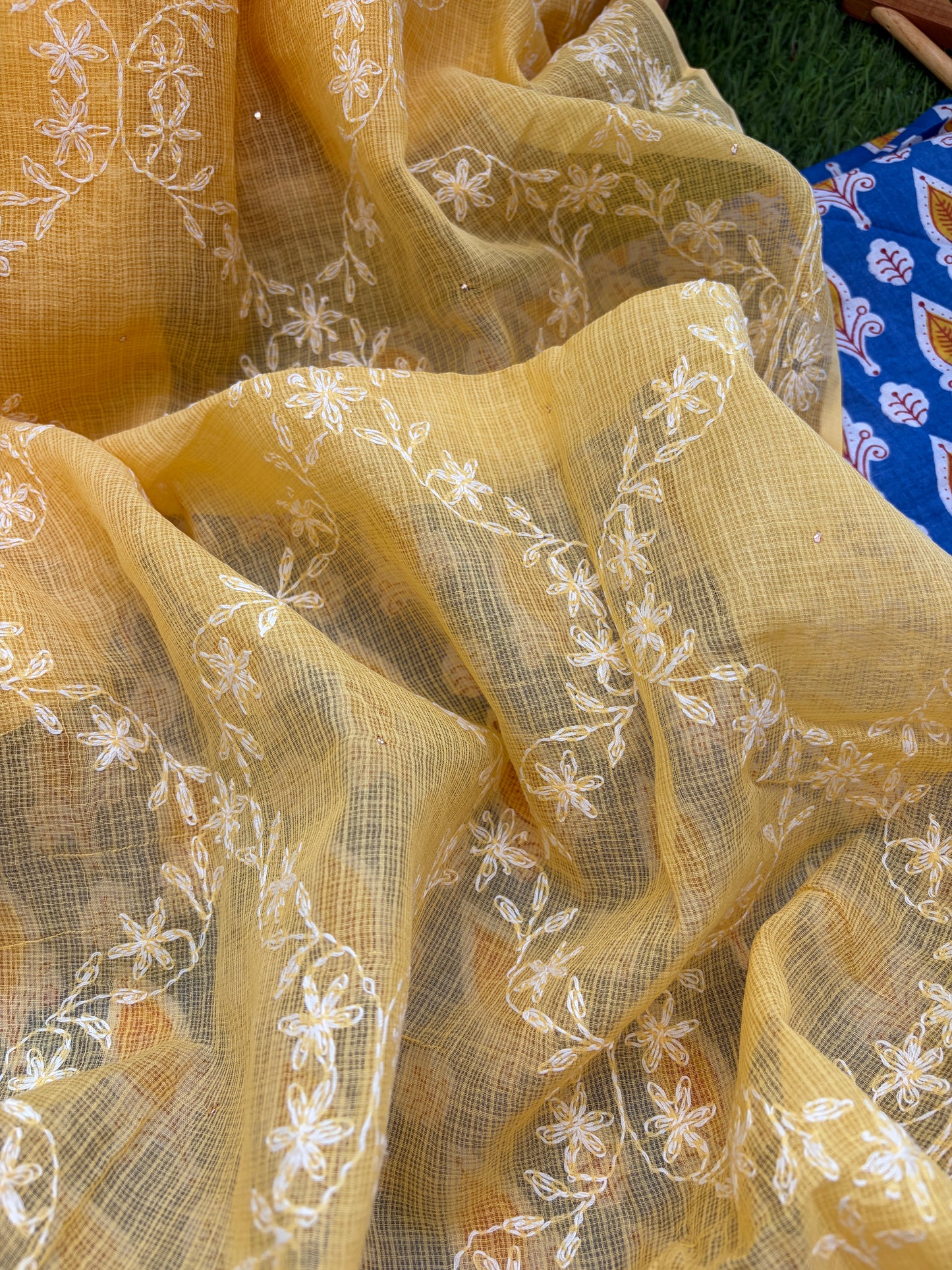Cotton kurta Kota Doria chikankari dupatta