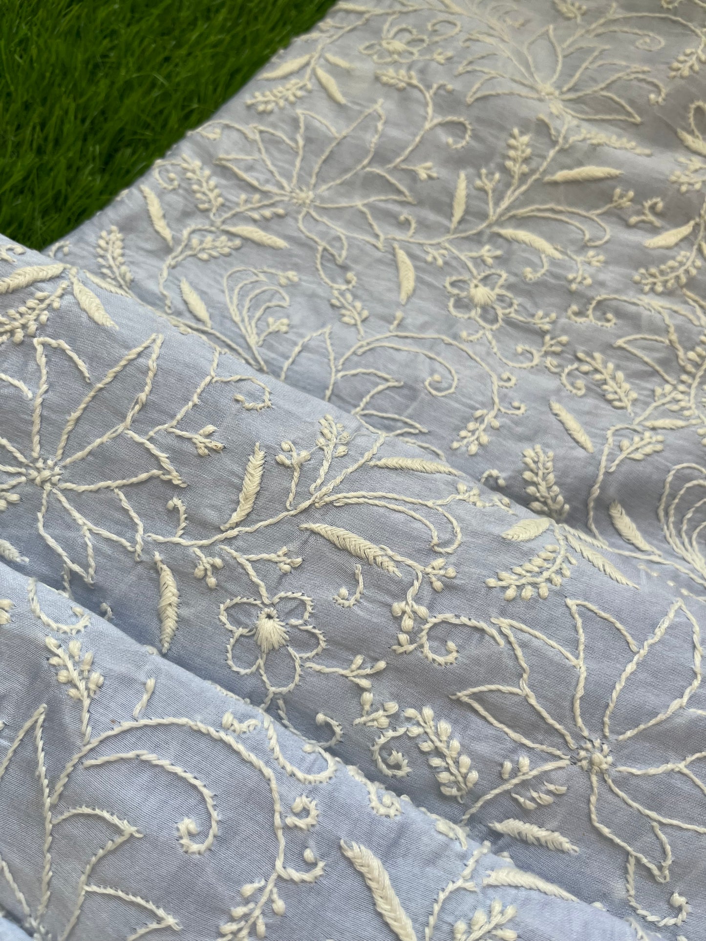 Chanderi chikankari kurta