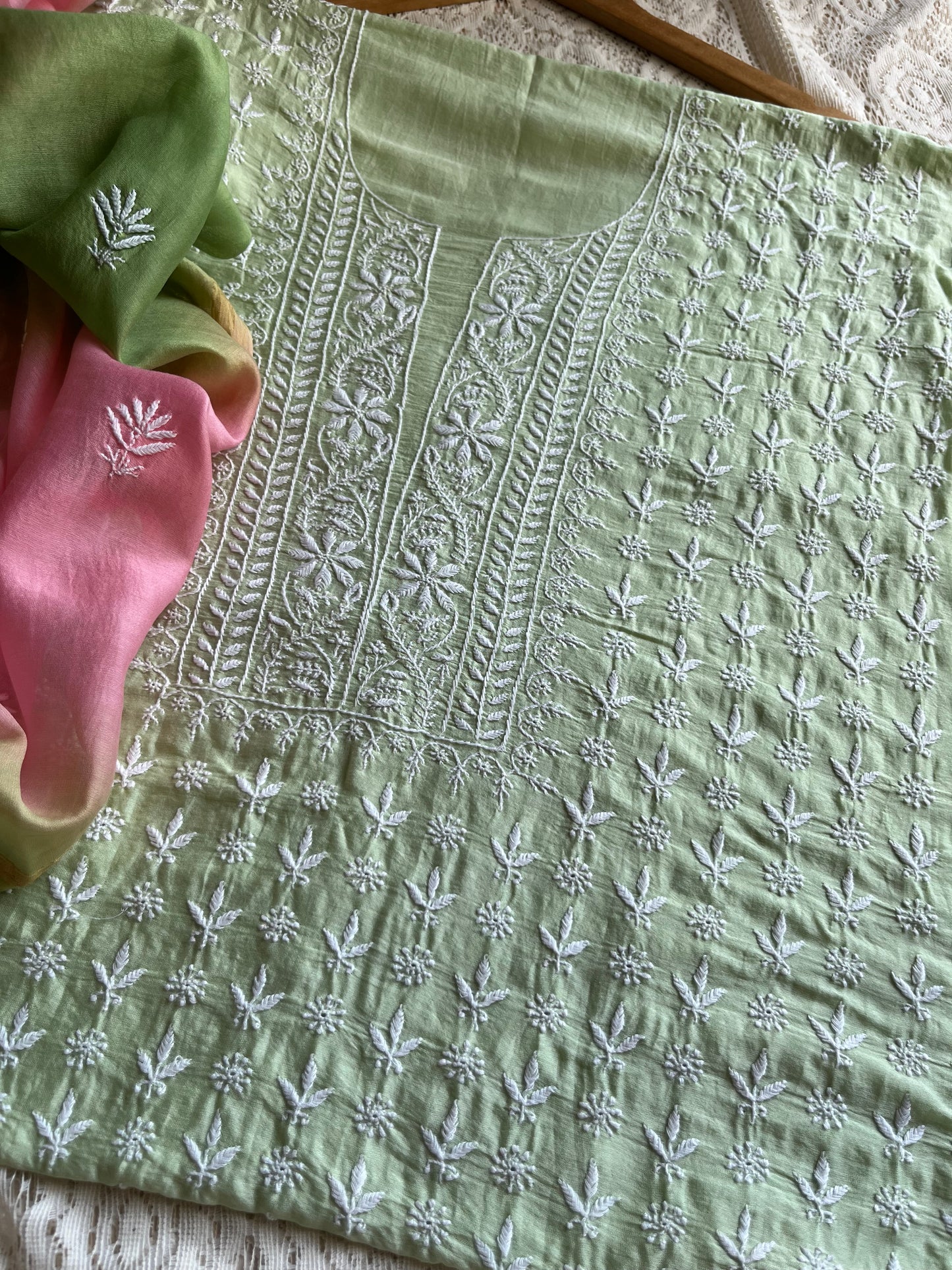 Chanderi Chikankari Kurta Dupatta