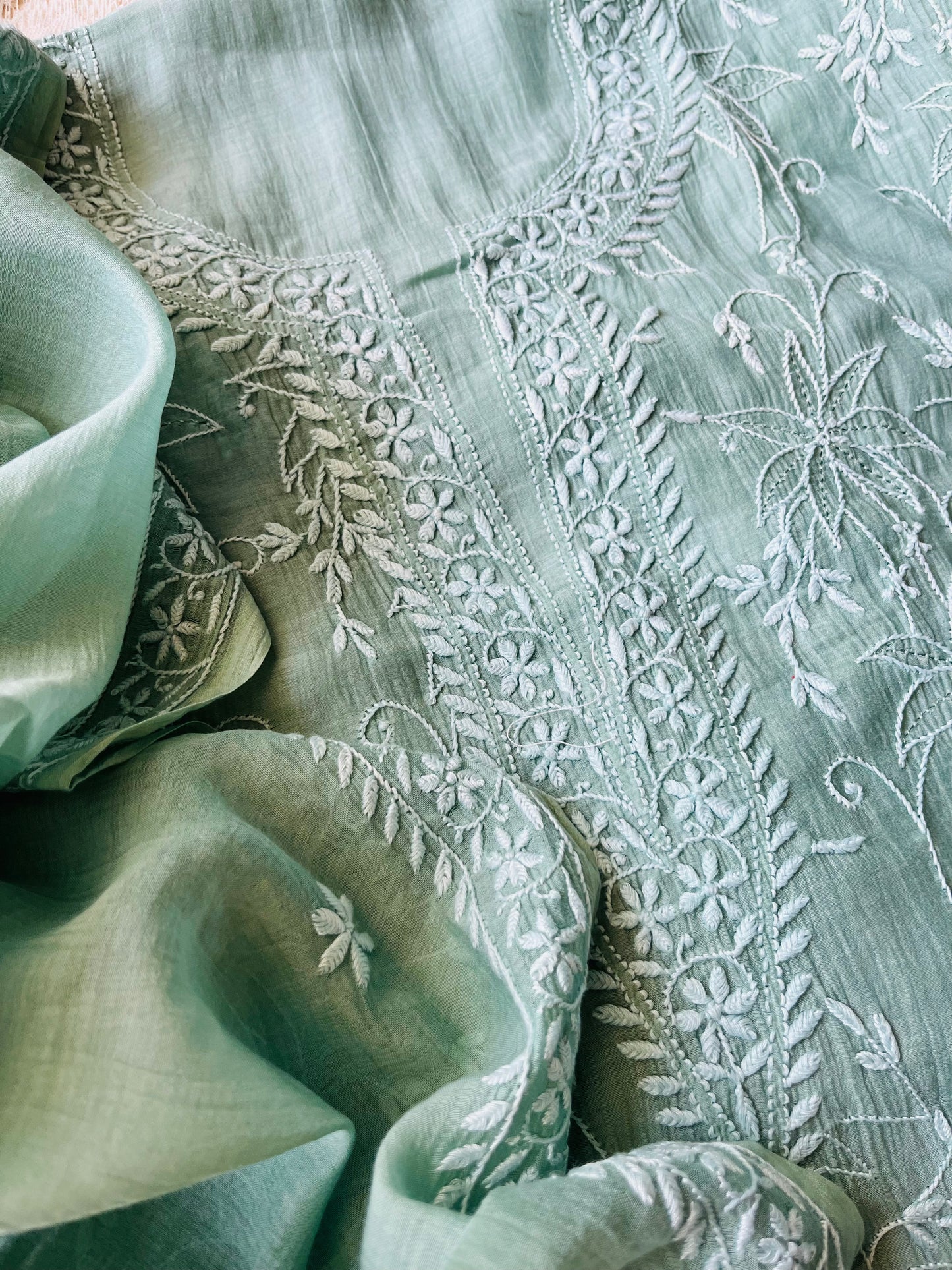 Chanderi Chikankari Kurta Dupatta