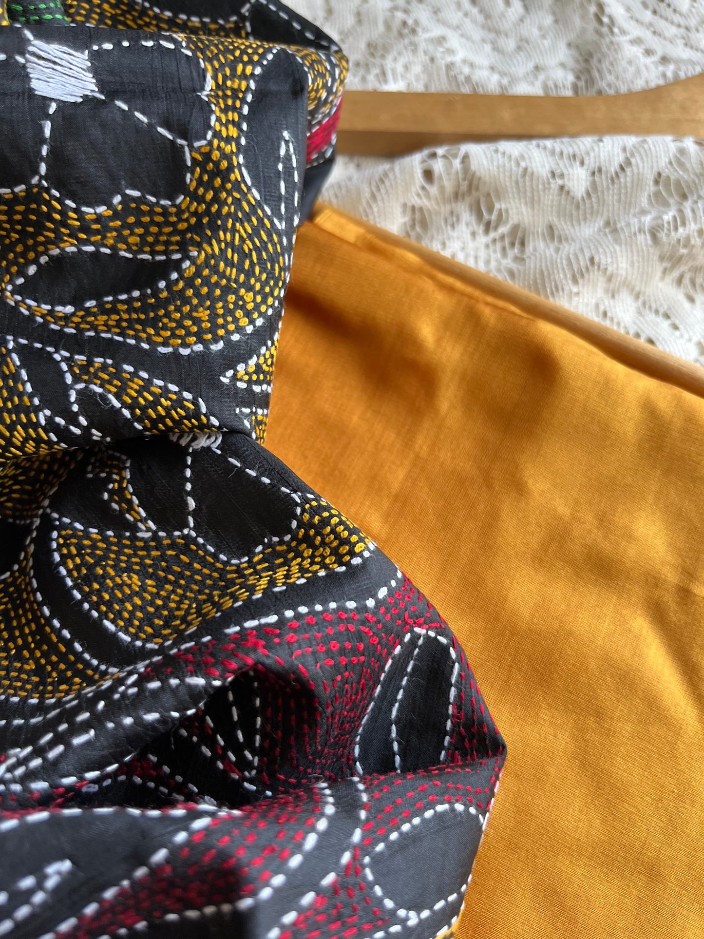 Silk Kantha Dupatta kurta bottom fabric