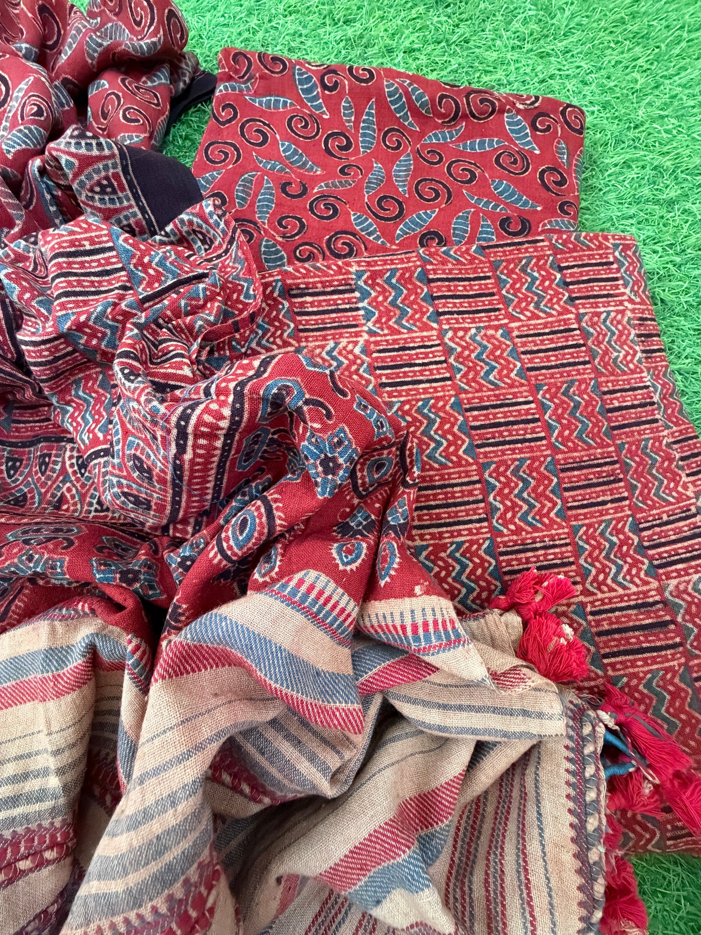 Kala Cotton Ajrakh Kurta bottom and dupatta