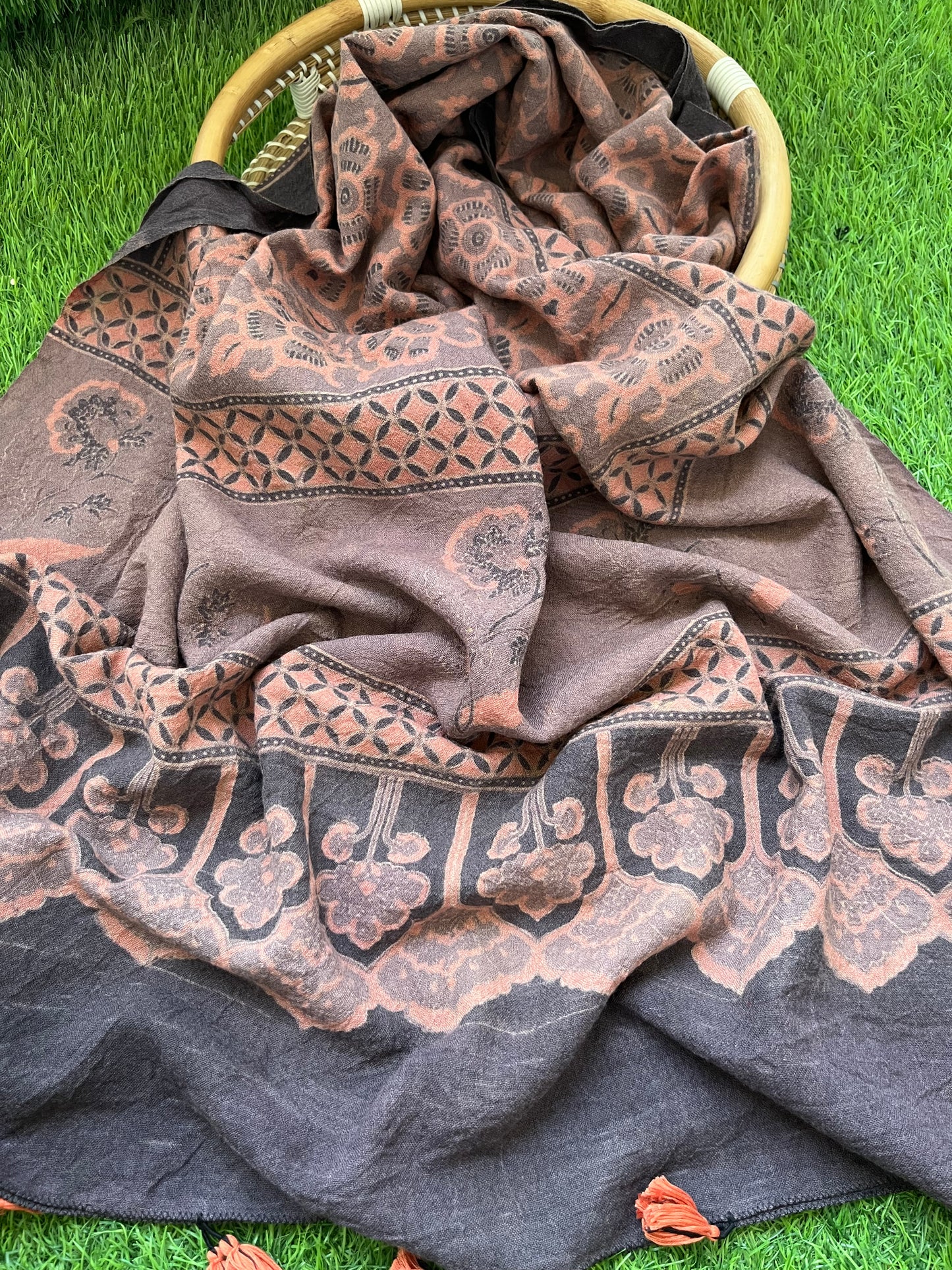 Handwoven ajrakh shawl