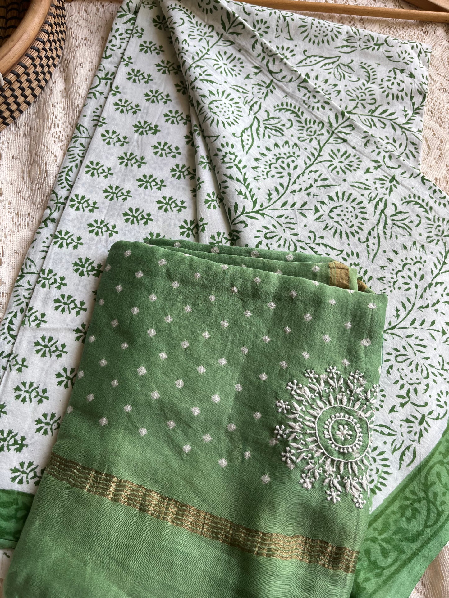 Cotton kurta bottom chikankari dupatta