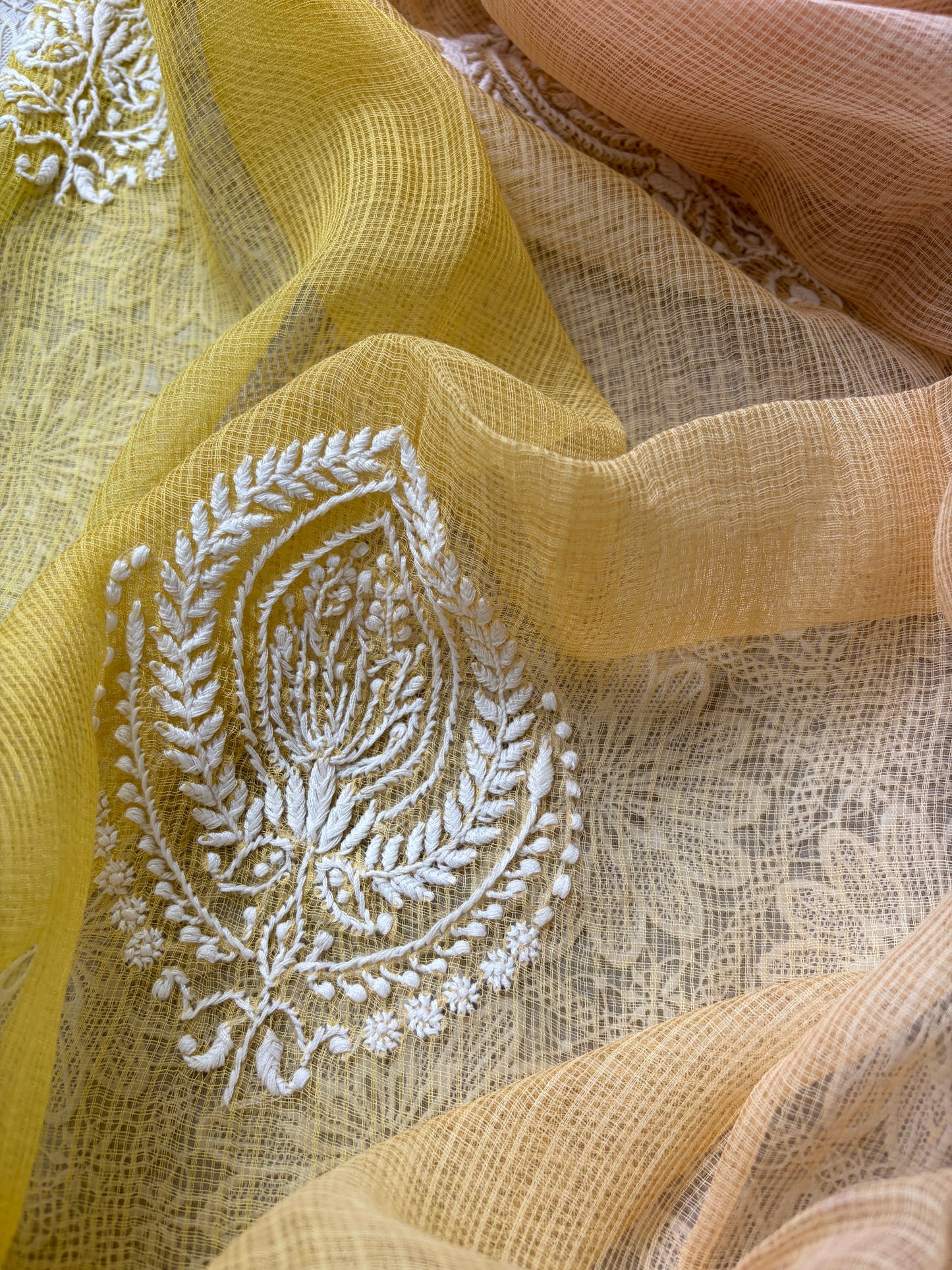 Mangalgiri kurta bottom Kota Doria chikankari dupatta