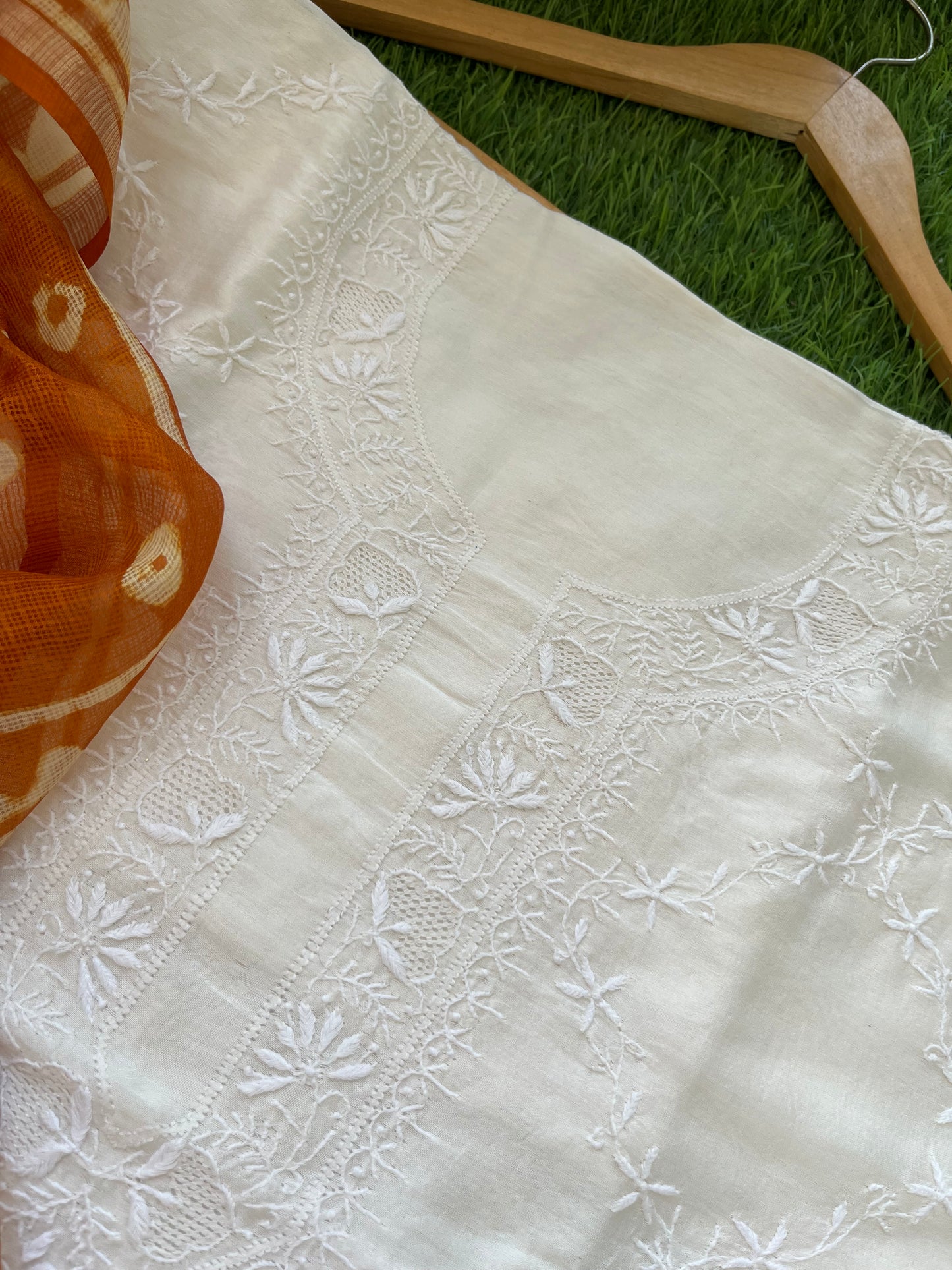 Kota Silk block print dupatta with chanderi Kurta