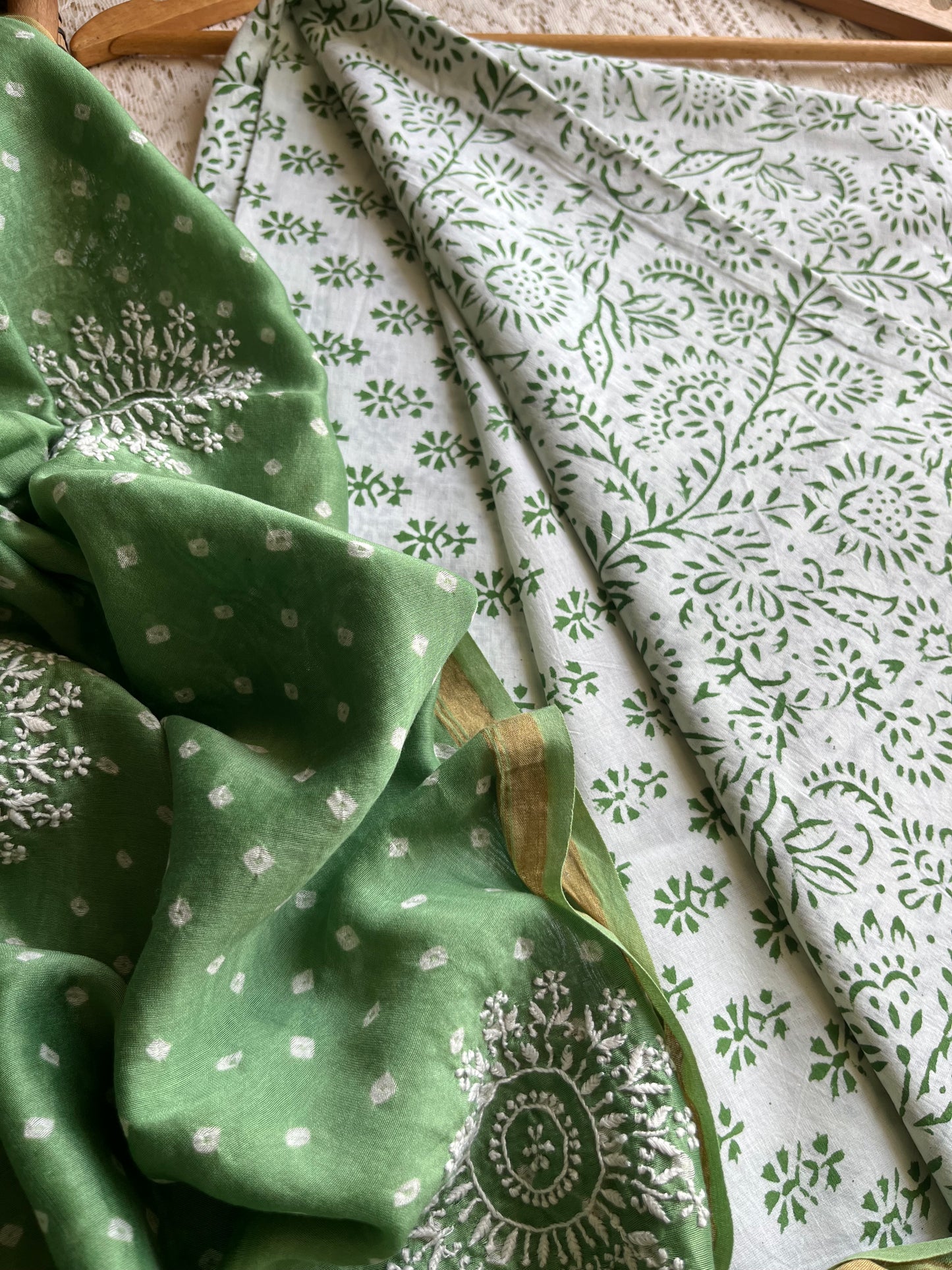 Cotton kurta bottom chikankari dupatta