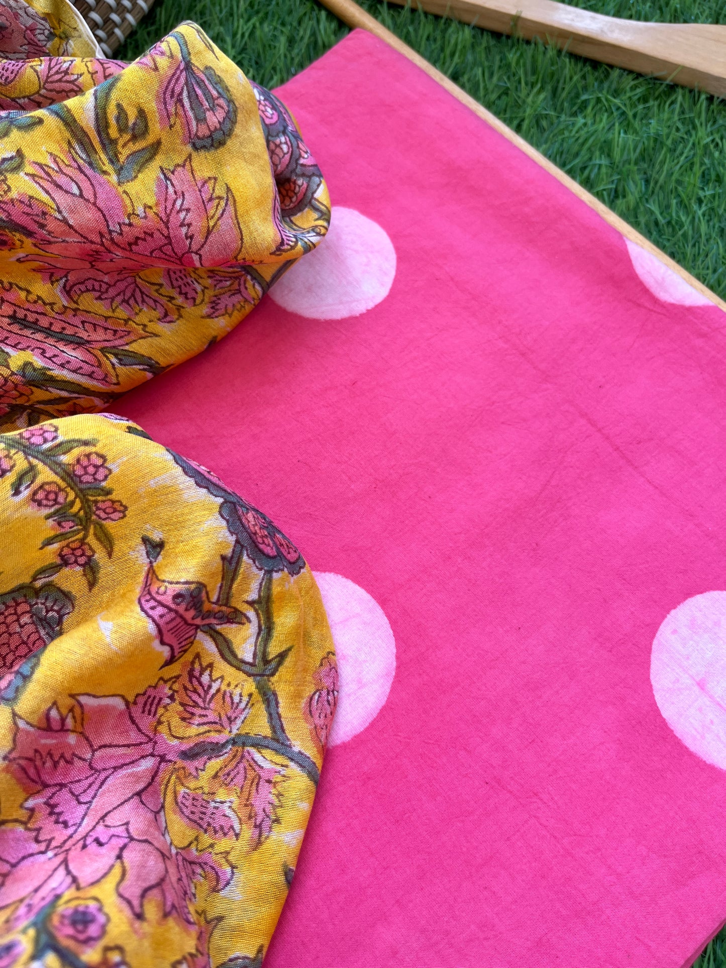 Block print kurta fabric chanderi dupatta