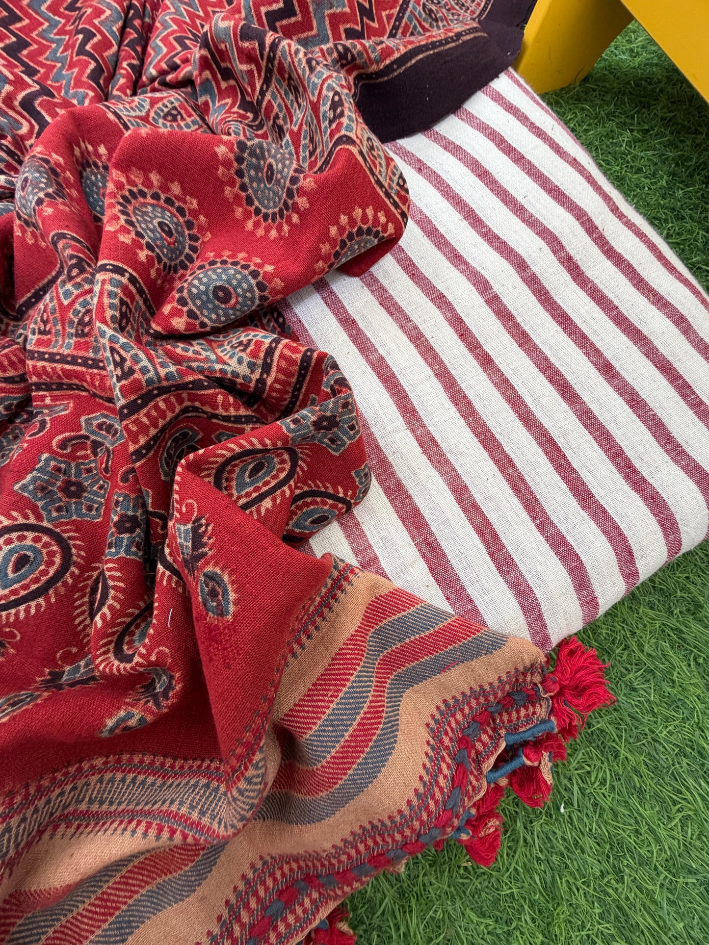 Kala Cotton stripe Kurta and ajrakh dupatta