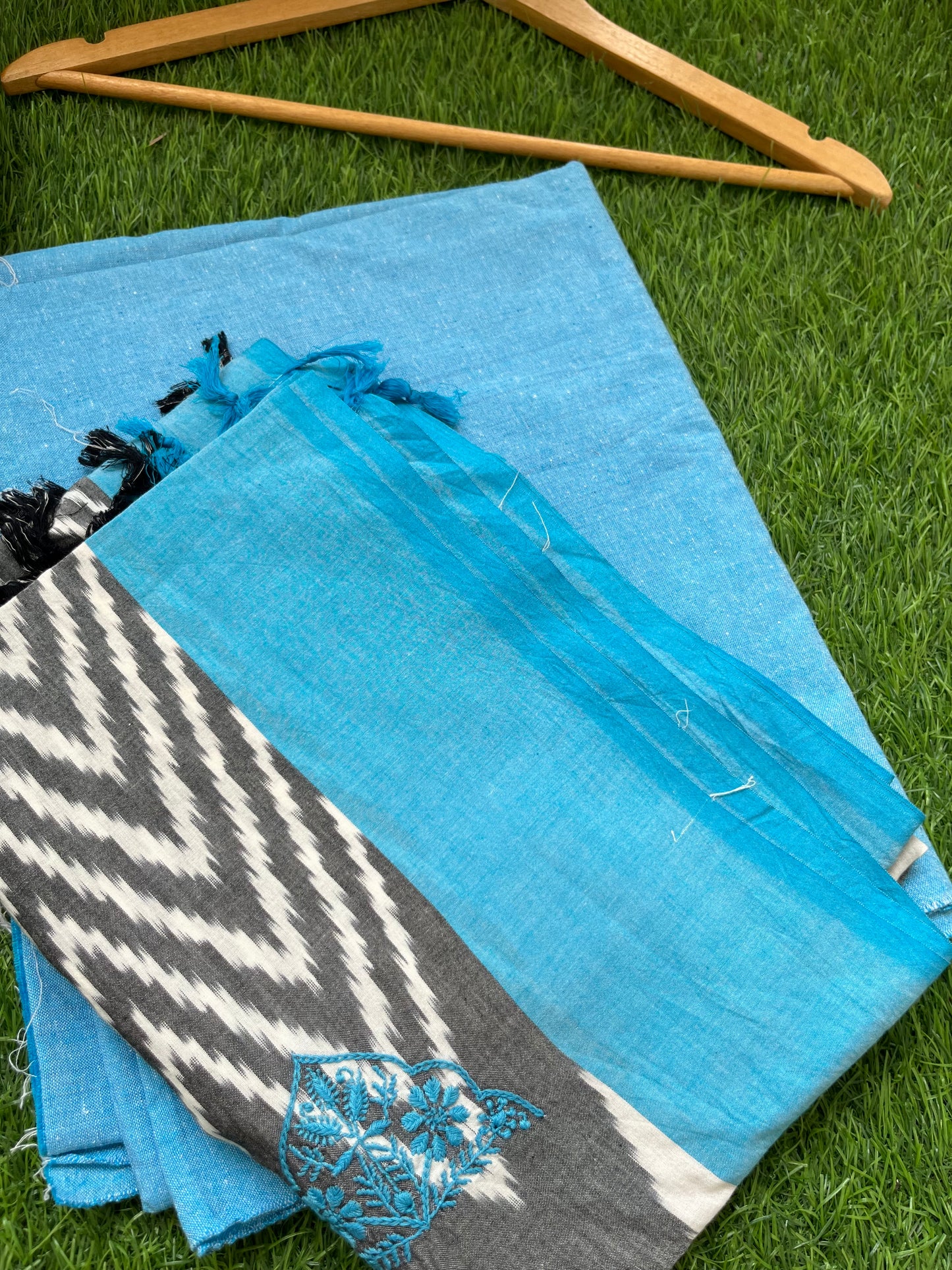 Double ikkat chikankari Dupatta