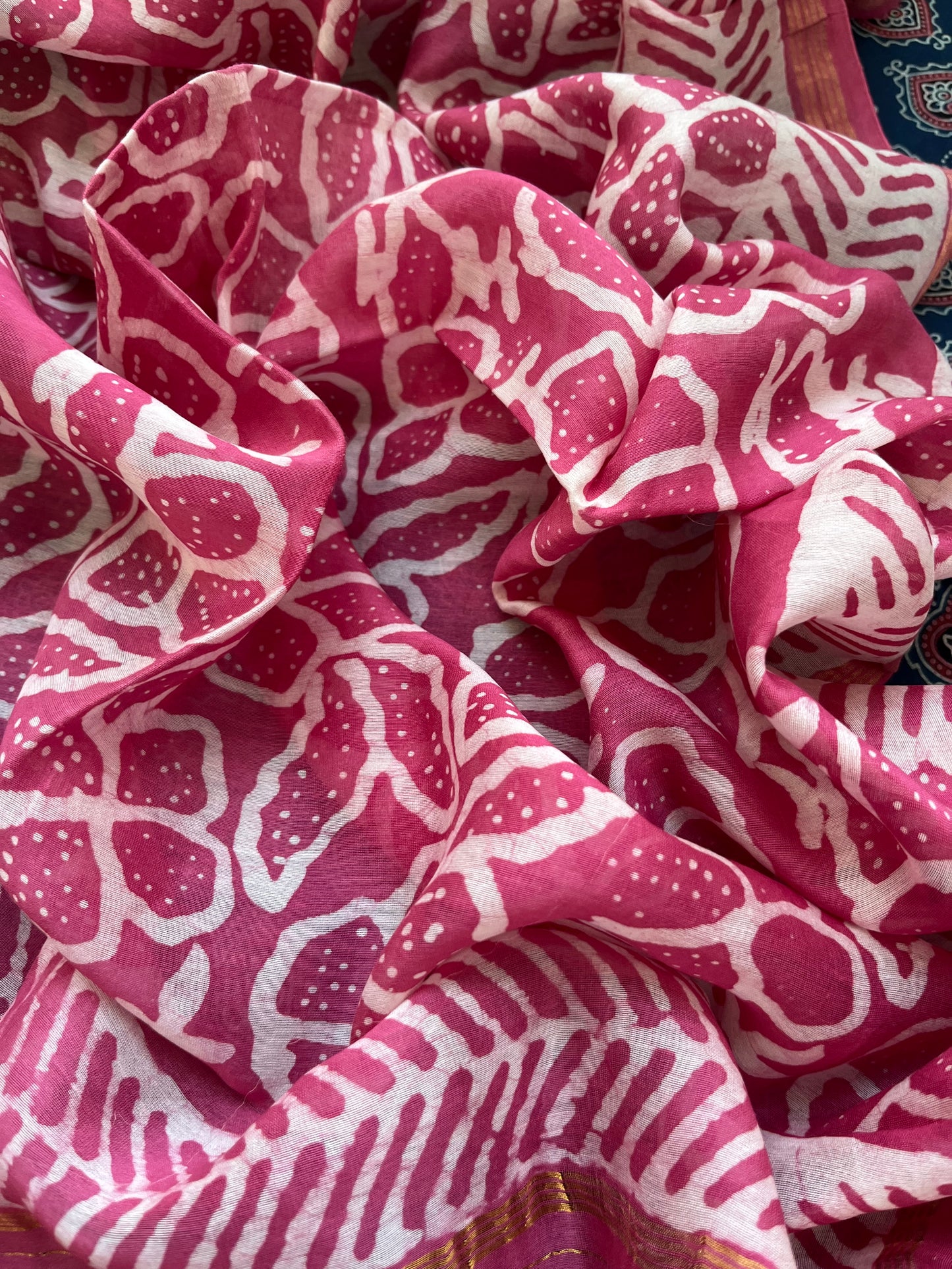 Cotton ajrakh kurta chanderi baatik dupatta