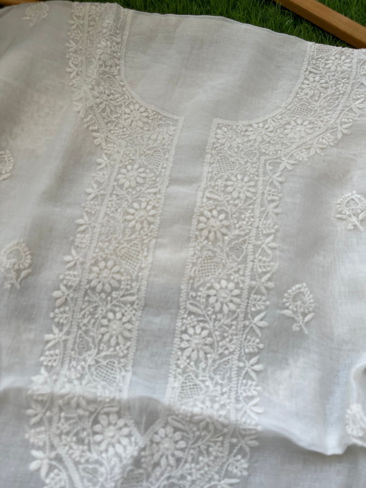 Chanderi chikankari kurta