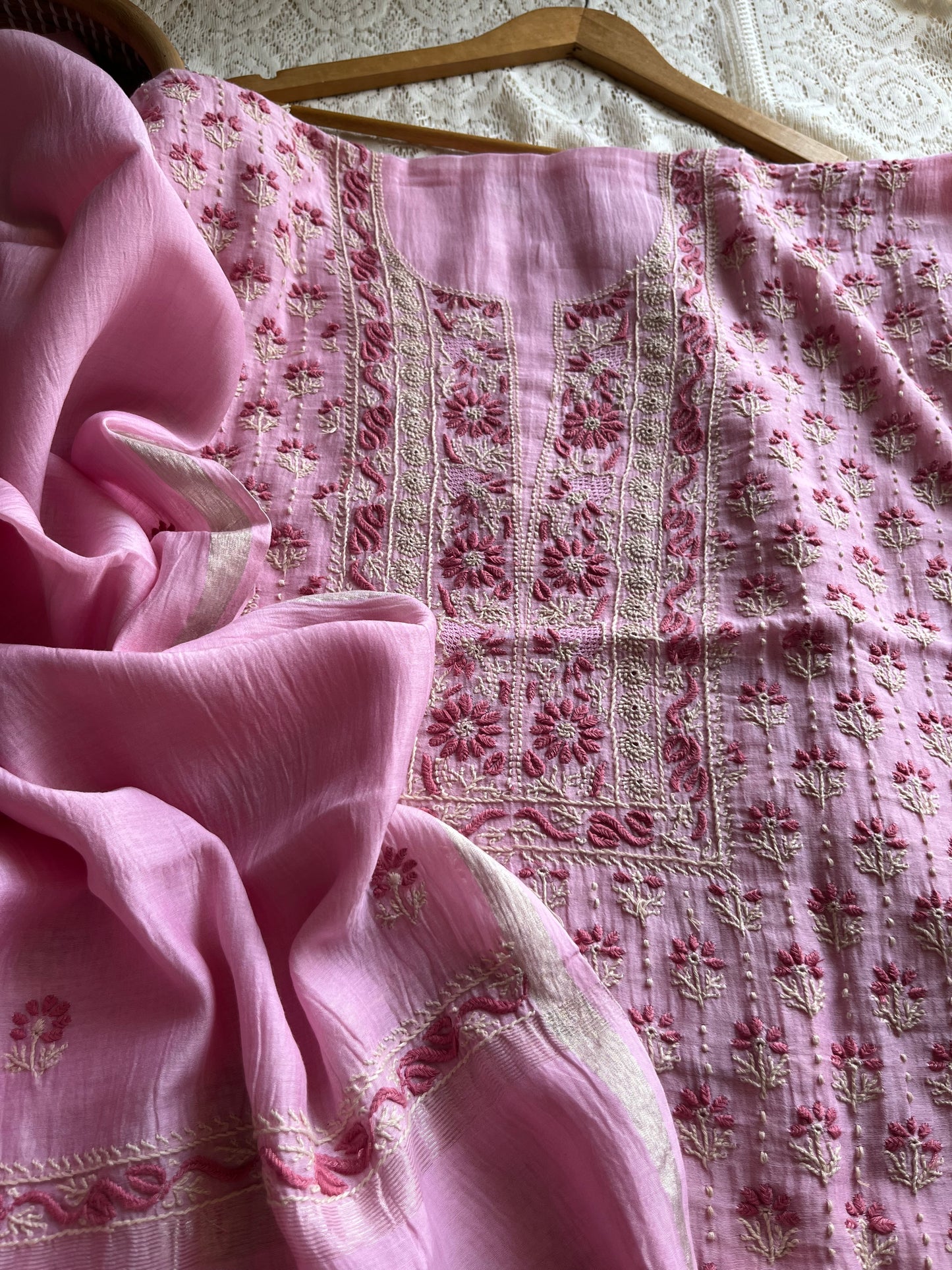 Chanderi Chikankari Kurta Dupatta