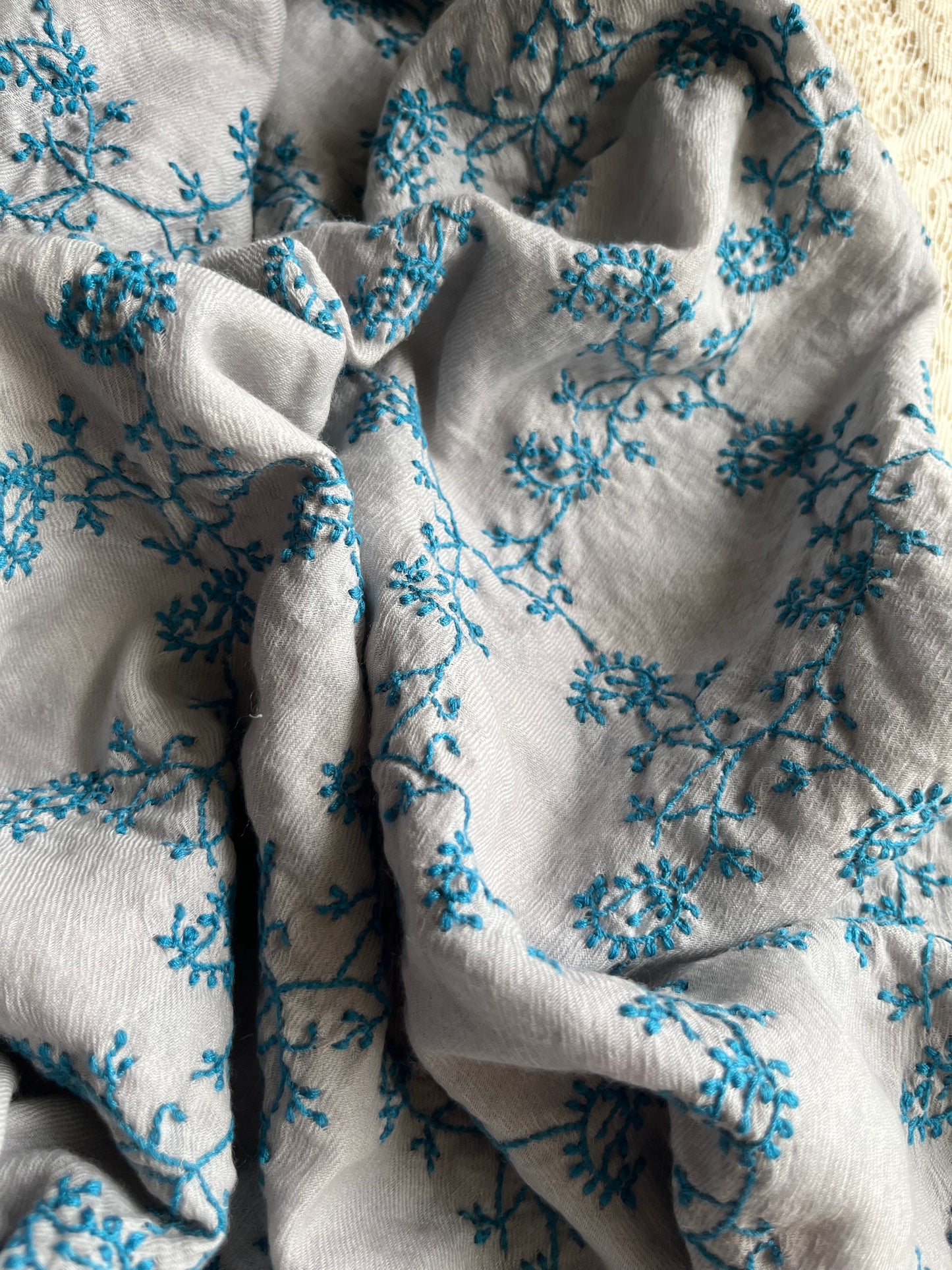 Pure wool chikankari shawl
