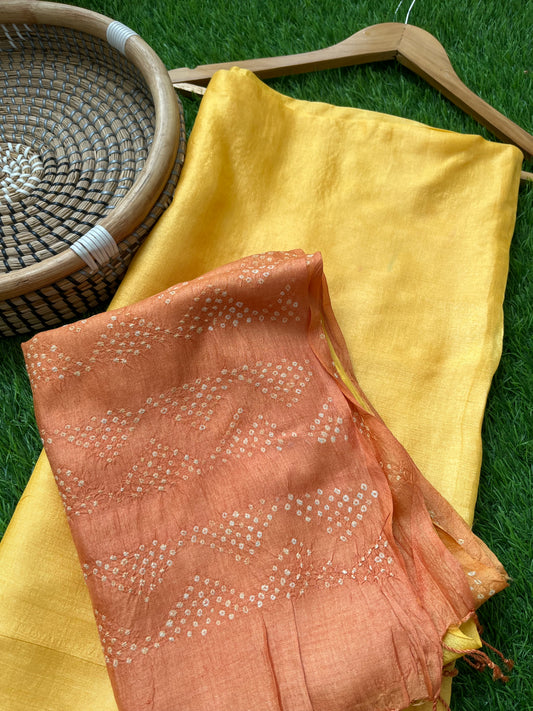 Tussar silk Bandhani dupatta kurta